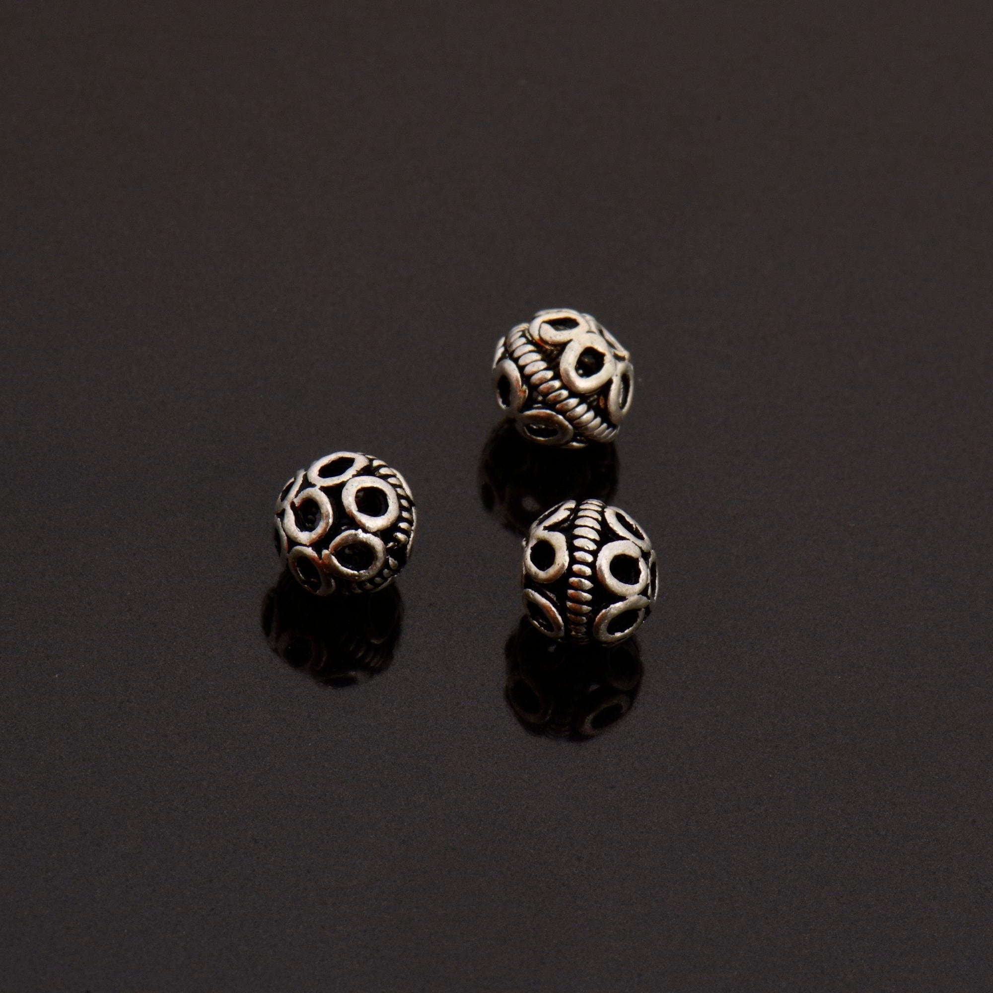 925 Sterling Silver Filigree Beads, Handmade Silver Beads, Solid Silver Beads, Spacer Beads, Jewelry Supply, M121A