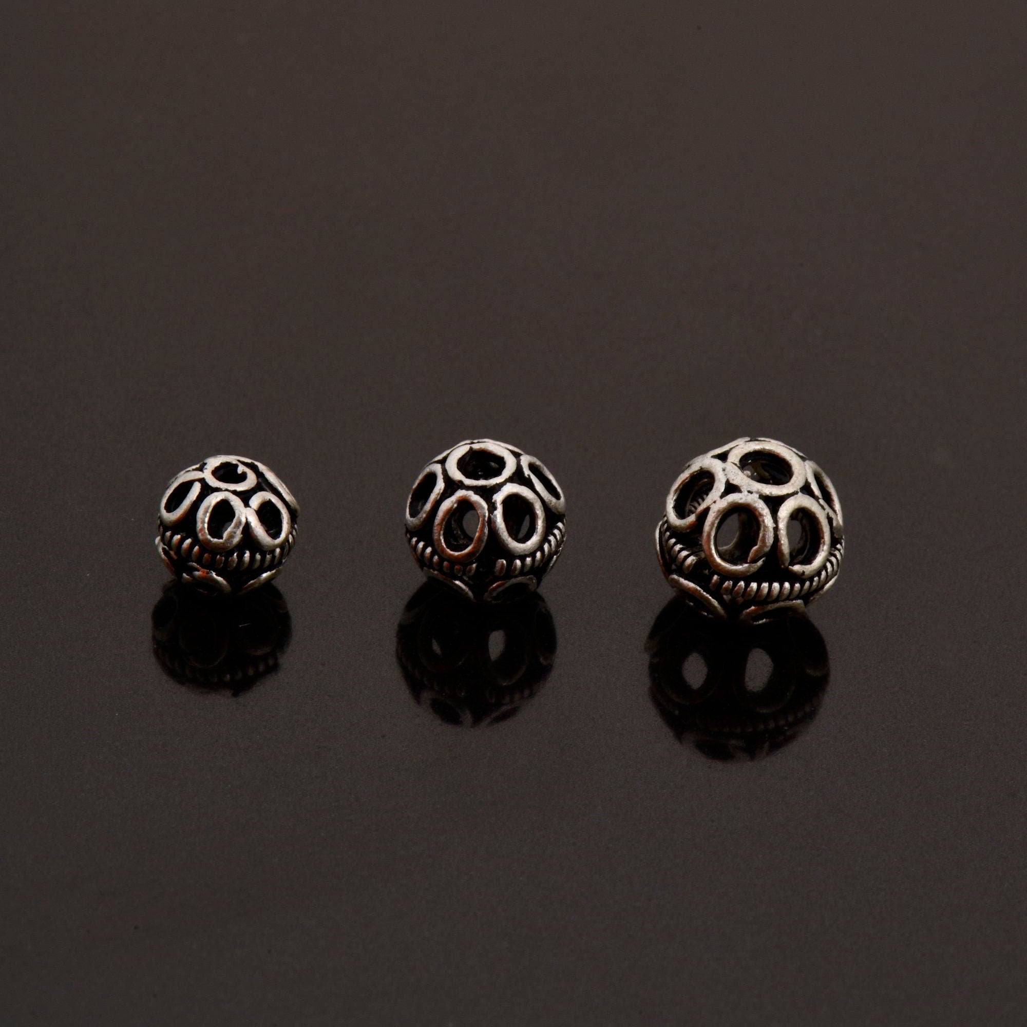 24K Gold Vermeil and 925 Silver Filigree Beads, Handmade Silver Beads, Gold Beads, Spacer Beads, Jewelry Supply, M/VM121 A-C