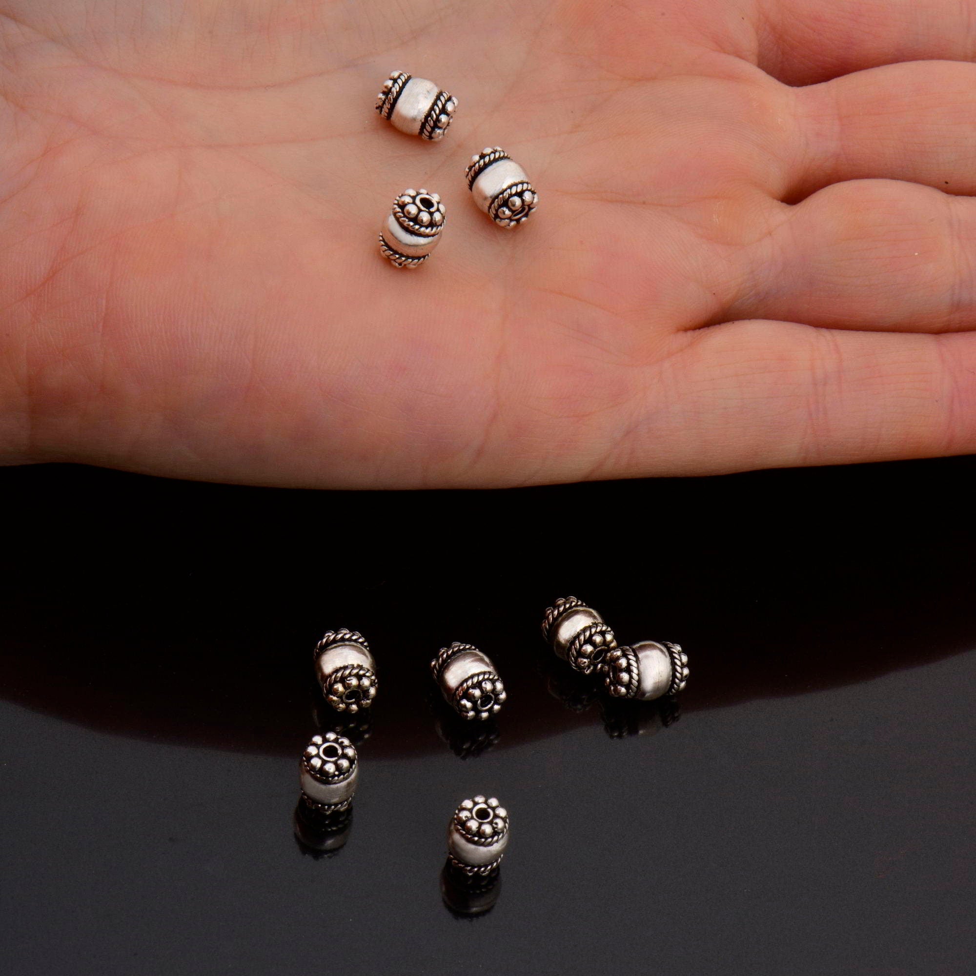 925 Sterling Silver Capped Beads, Handmade Silver Beads, Solid Silver Beads, Jewelry Supply, M123