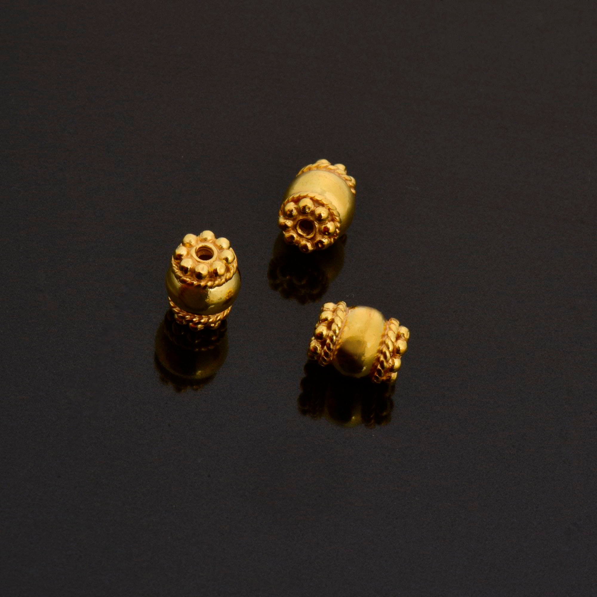 24K Gold Vermeil Capped Beads, Handmade Silver Beads in 24K Gold, 925 Solid Silver Beads, Jewelry Supply, VM123