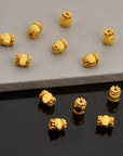 24K Gold Vermeil & 925 Silver Capped Beads, Handmade Silver Beads in Gold, Solid Silver Beads, Jewelry Supply, M/VM123