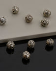 925 Sterling Silver Striated Bicone Beads, Handmade Silver Beads, 925 Solid Silver Beads, Spacer Beads, Jewelry Supply, M1177E