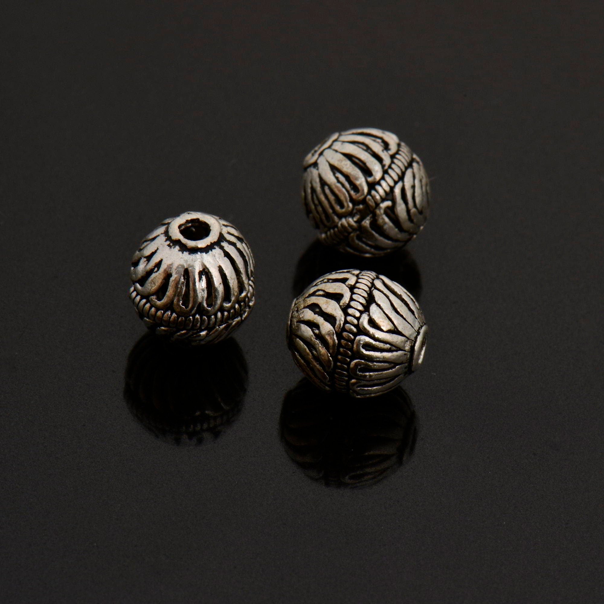 925 Sterling Silver Striated Bicone Beads, Handmade Silver Beads, 925 Solid Silver Beads, Spacer Beads, Jewelry Supply, M1177E