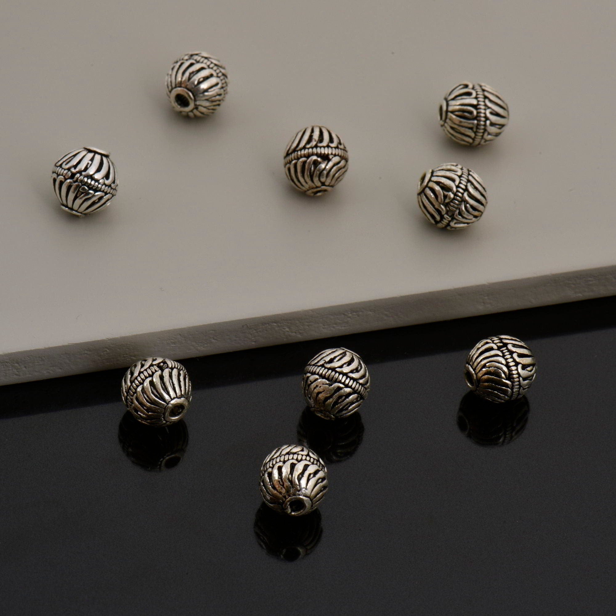 24K Gold Vermeil Striated Bicone Beads, Handmade Silver Beads in 24K Gold, 925 Solid Silver Beads, Spacer Beads, Jewelry Supply, M/VM117 A-E