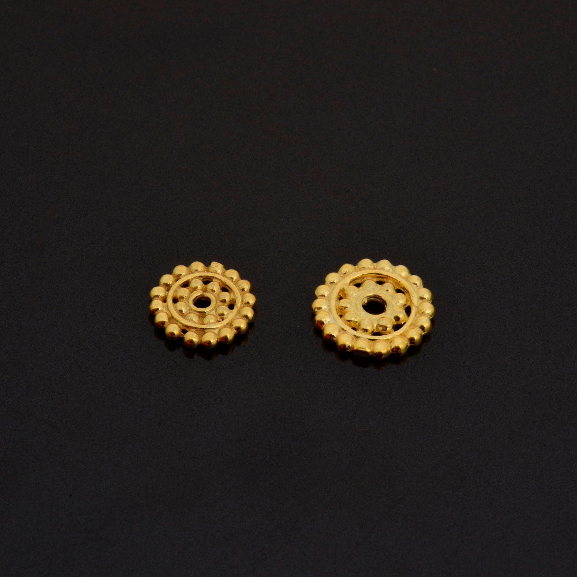 24K Gold Vermeil & 925 Silver Separators, Handmade Silver Beads in Gold, Solid Silver Beads, Spacer Beads, Jewelry Supply, M/VM132 A-B