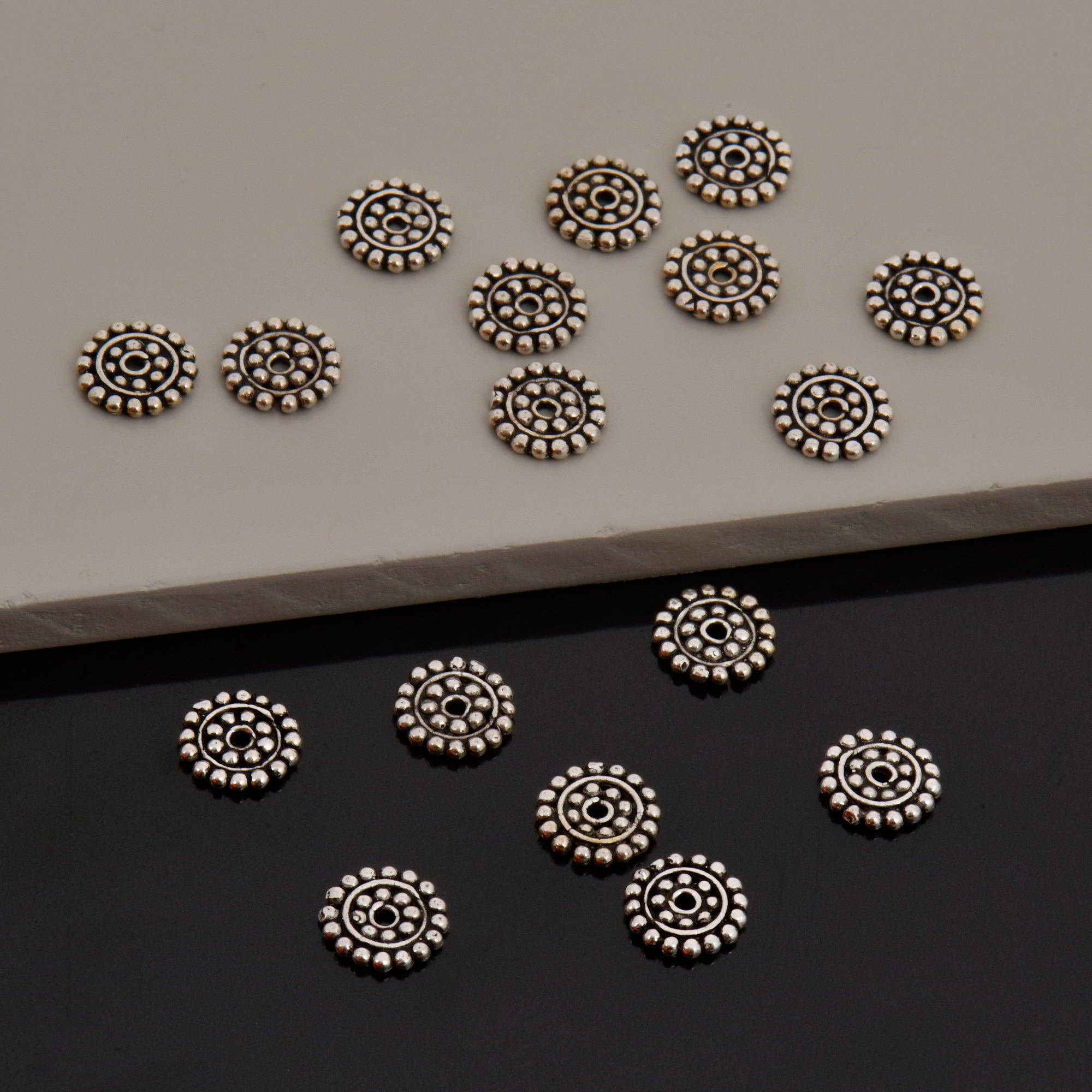24K Gold Vermeil & 925 Silver Separators, Handmade Silver Beads in Gold, Solid Silver Beads, Spacer Beads, Jewelry Supply, M/VM132 A-B