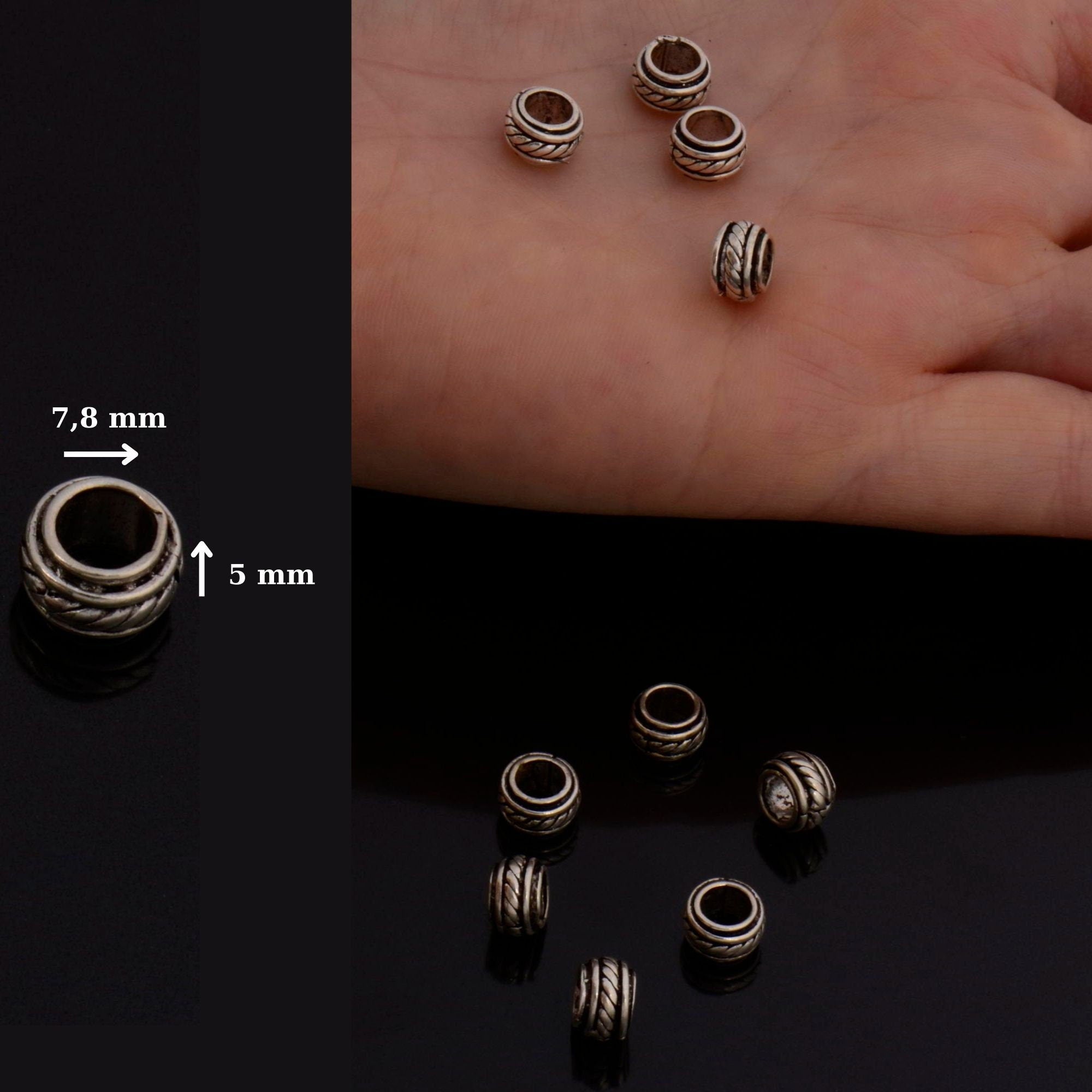 24K Gold Vermeil and 925 Silver Large Hole Bead Rings, Hole Beads Rings, 24K Gold Plated Bead Rings, Jewelry Making Findings, M/VM138
