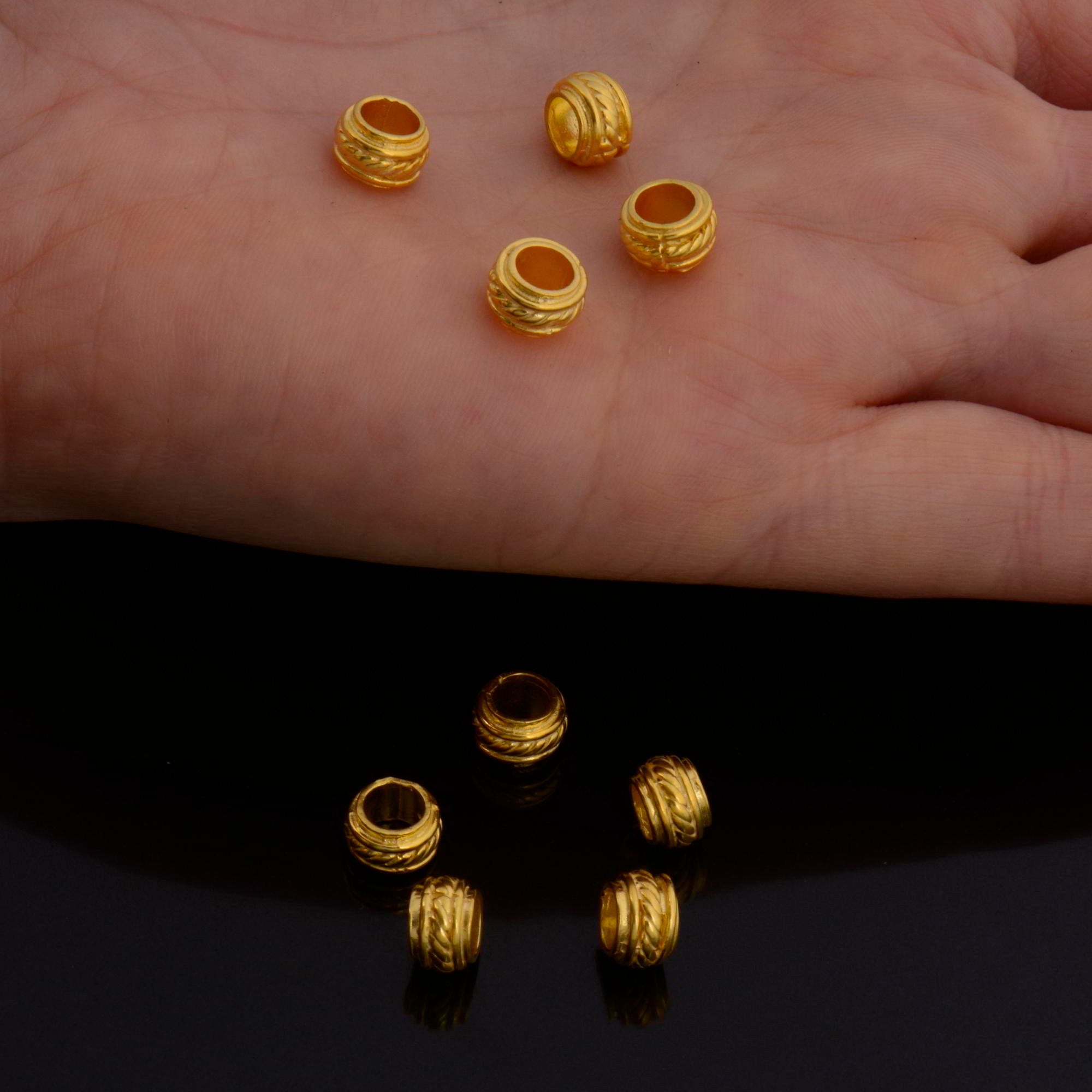 24K Gold Vermeil and 925 Silver Large Hole Bead Rings, Hole Beads Rings, 24K Gold Plated Bead Rings, Jewelry Making Findings, M/VM138