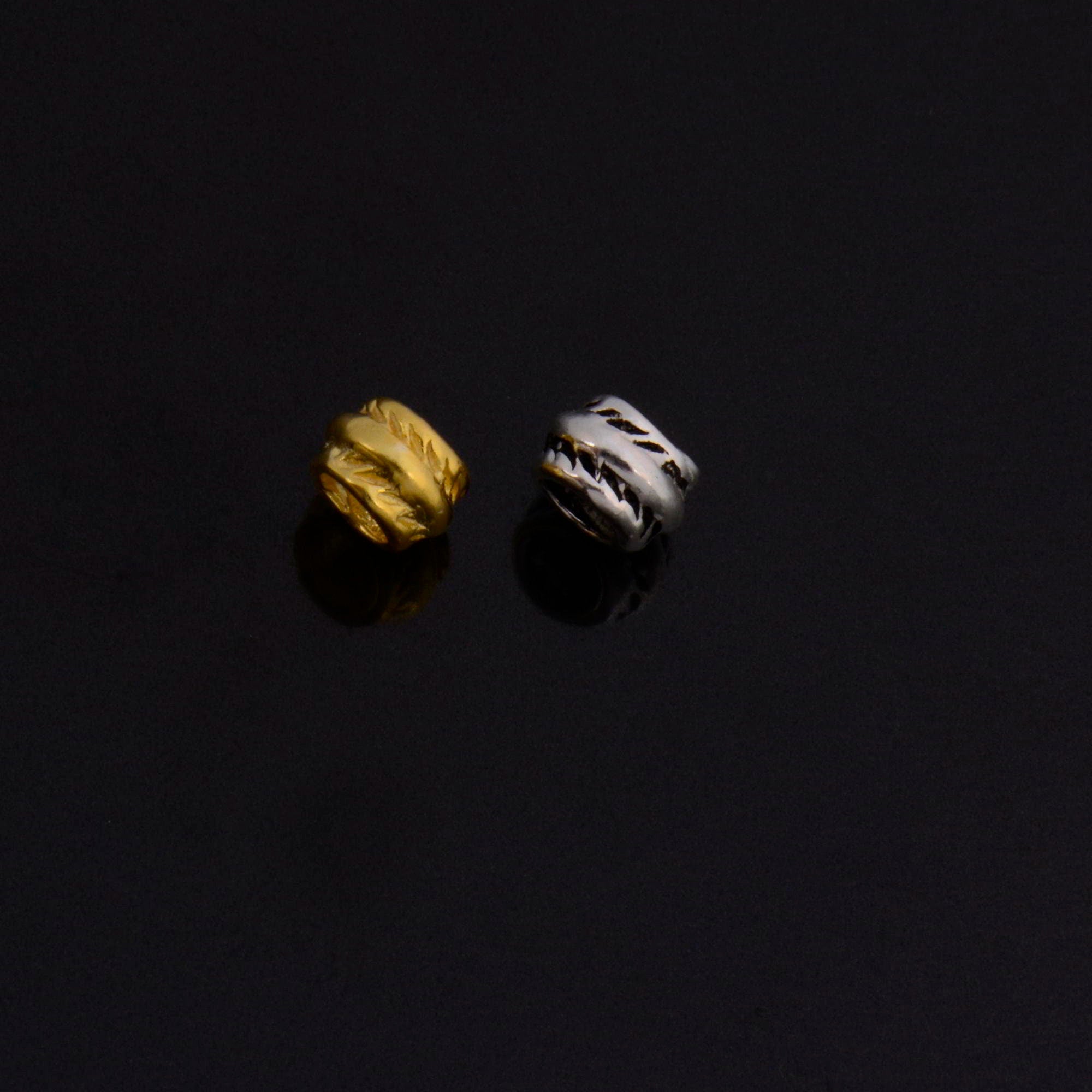 24K Gold Vermeil & 925 Silver Large Hole Bead Rings, Silver Hole Beads Rings, 24K Gold Plated Bead Rings, Jewelry Making Findings, M/VM139