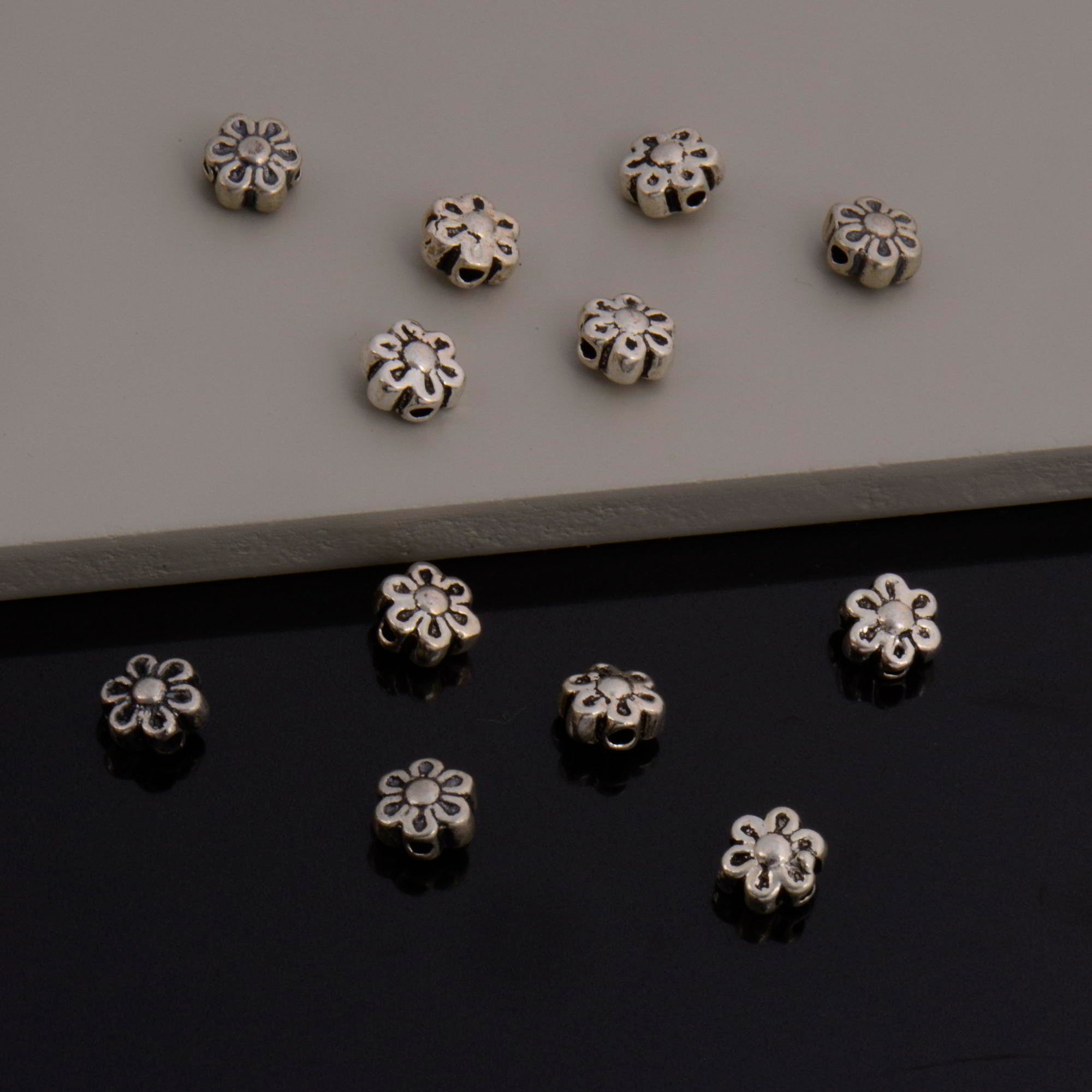 24K Gold Vermeil and 925 Silver Flower Beads, Handmade Silver Beads in Gold, Solid Silver Beads, Gold Floral Beads, Jewelry Supply, M/VM142