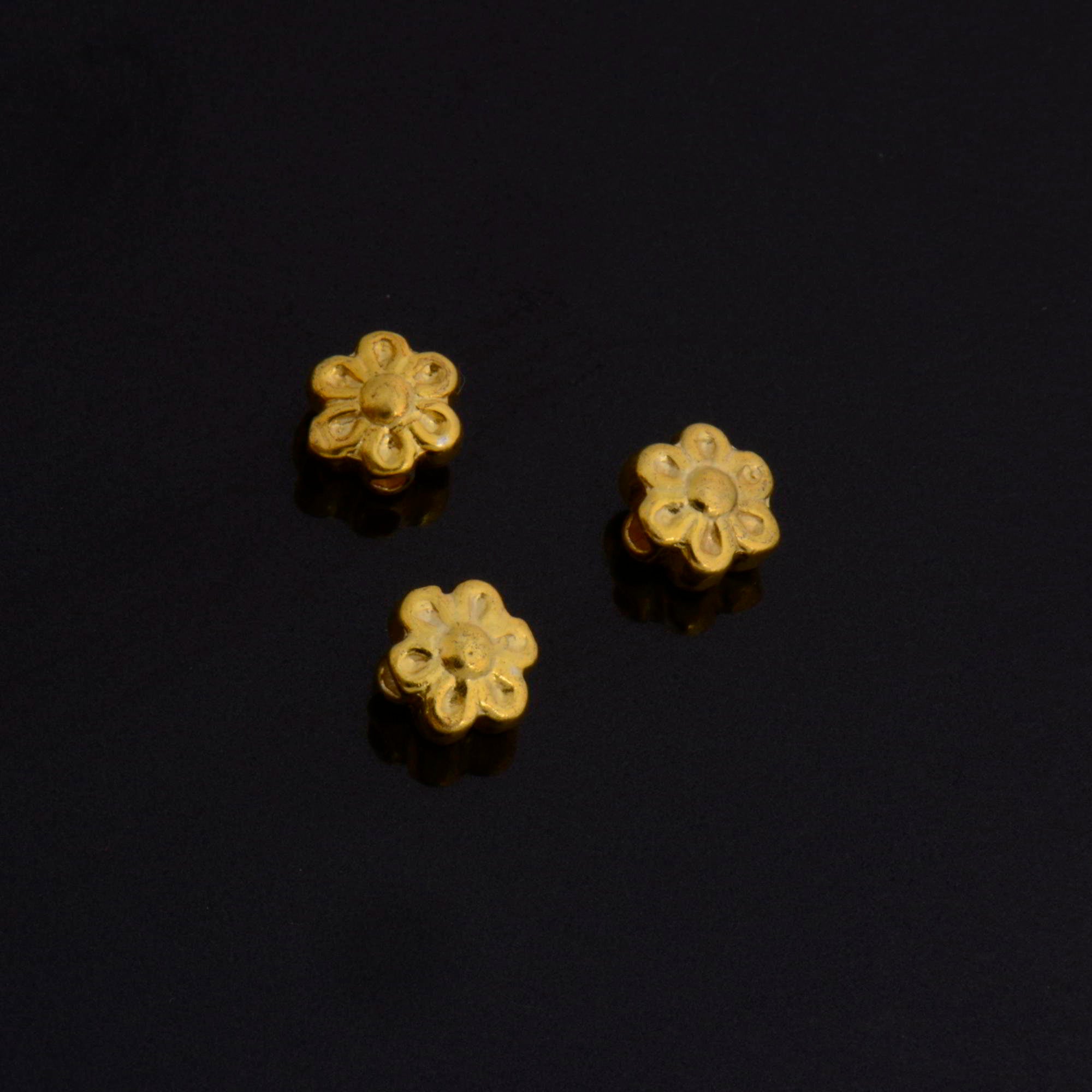 24K Gold Vermeil and 925 Silver Flower Beads, Handmade Silver Beads in Gold, Solid Silver Beads, Gold Floral Beads, Jewelry Supply, M/VM142