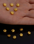 24K Gold Vermeil and 925 Silver Flower Beads, Handmade Silver Beads in Gold, Solid Silver Beads, Gold Floral Beads, Jewelry Supply, M/VM142