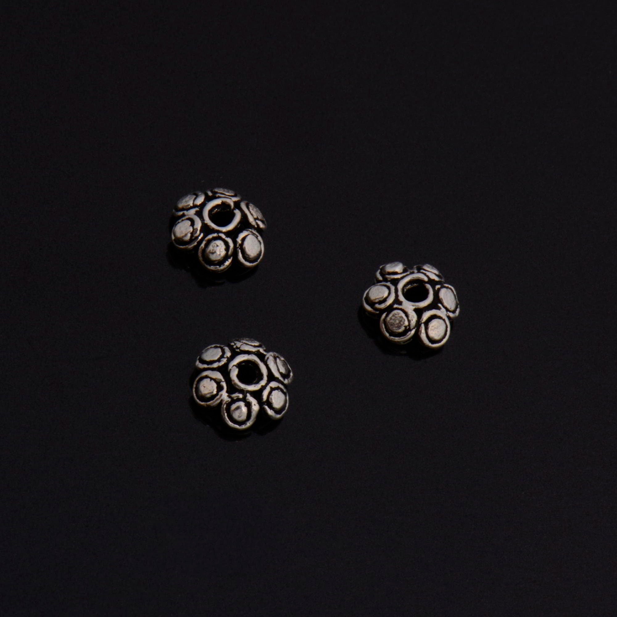 925 Sterling Silver Bead Caps, Handmade Silver Bead Caps in 24K Gold, Silver Bead Caps, Spacer Bead Caps, Jewelry Supply, M143