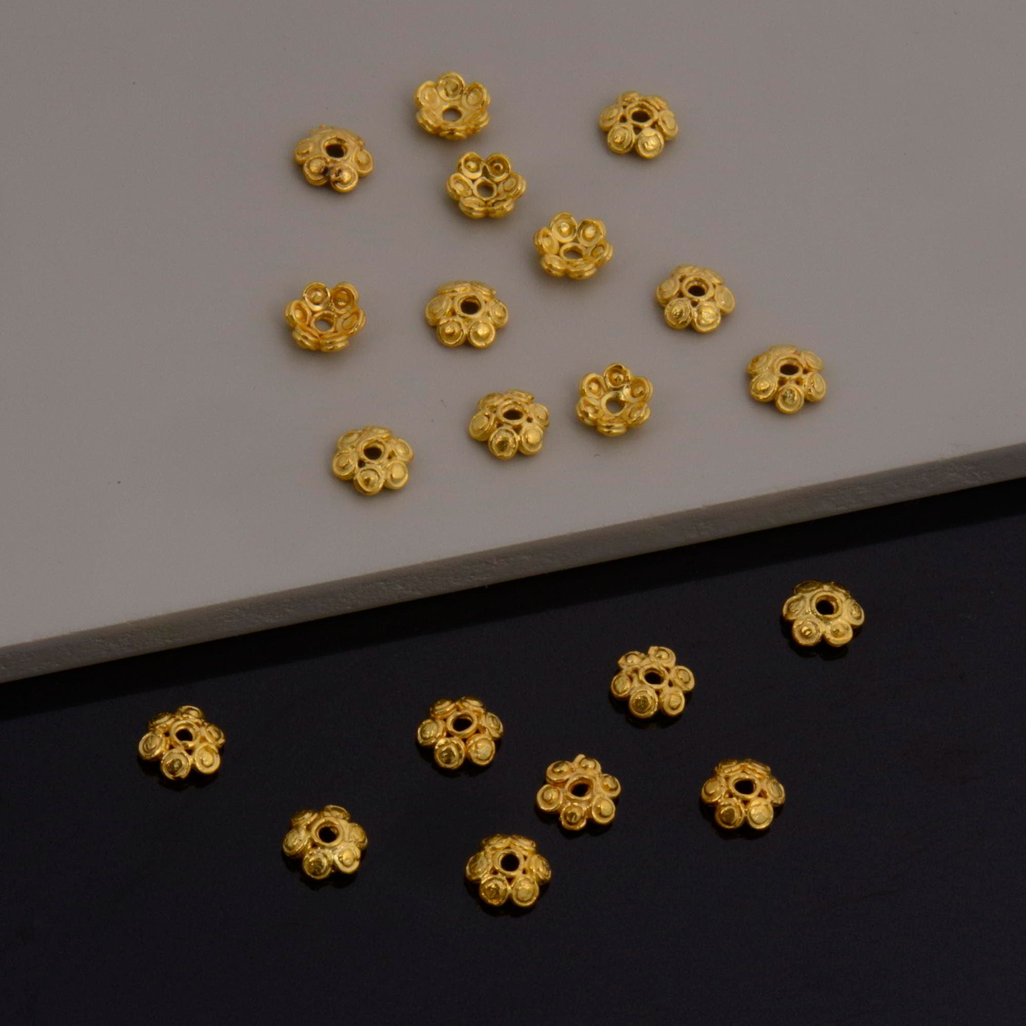24K Gold Vermeil Bead Caps, Handmade Silver Bead Caps in 24K Gold, 925 Silver Bead Caps, Spacer Bead Caps, Jewelry Supplies, VM143