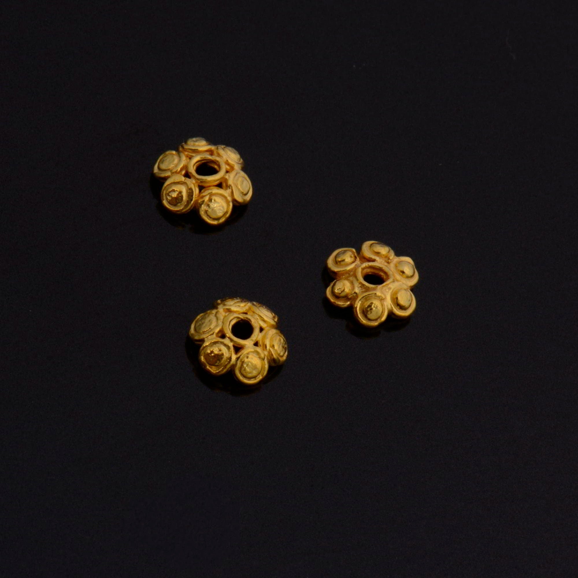 24K Gold Vermeil Bead Caps, Handmade Silver Bead Caps in 24K Gold, 925 Silver Bead Caps, Spacer Bead Caps, Jewelry Supplies, VM143