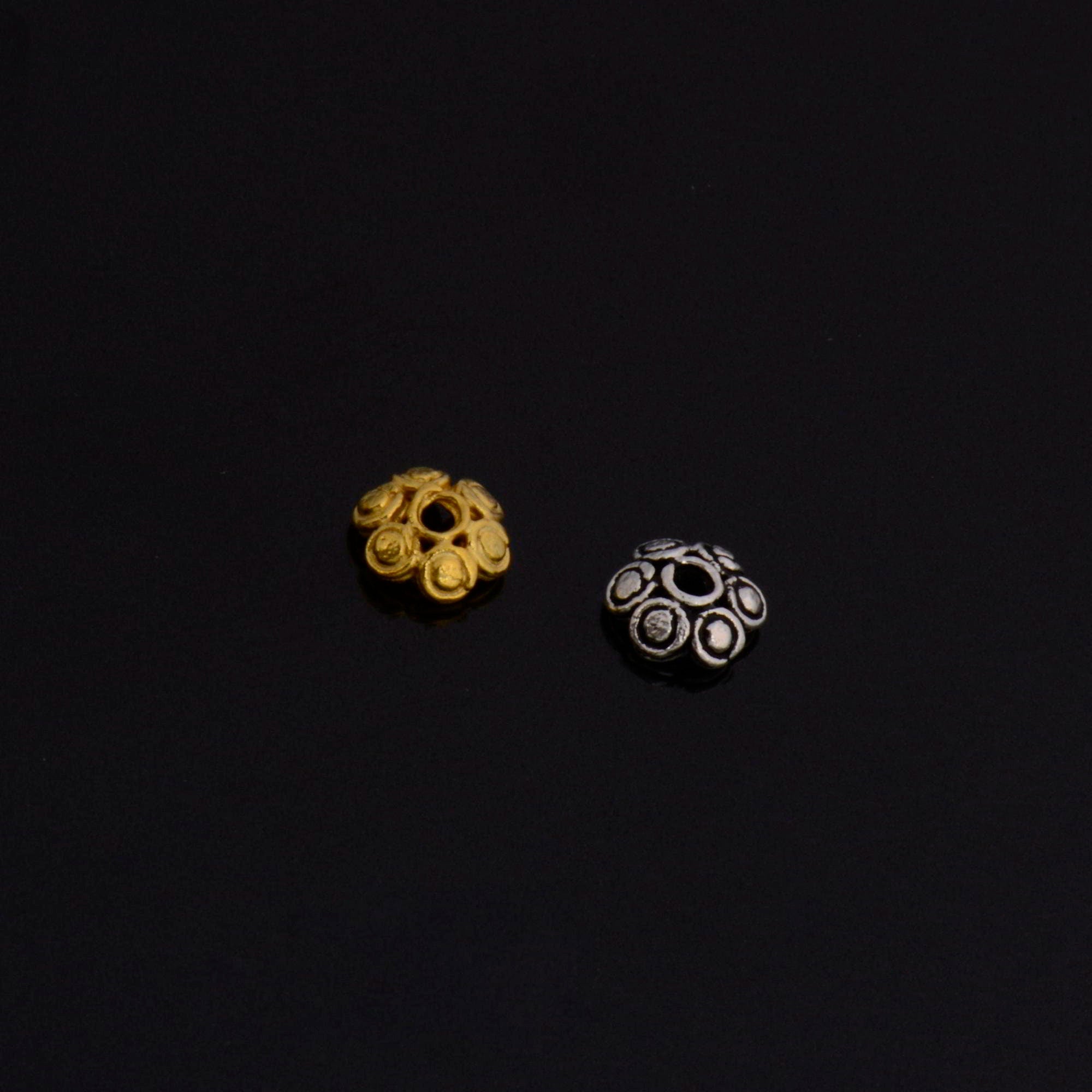 24K Gold Vermeil & 924 Silver Bead Caps, Handmade Silver Bead Caps in Gold, Silver Bead Caps, Spacer Bead Caps, Jewelry Supplies, M/VM143