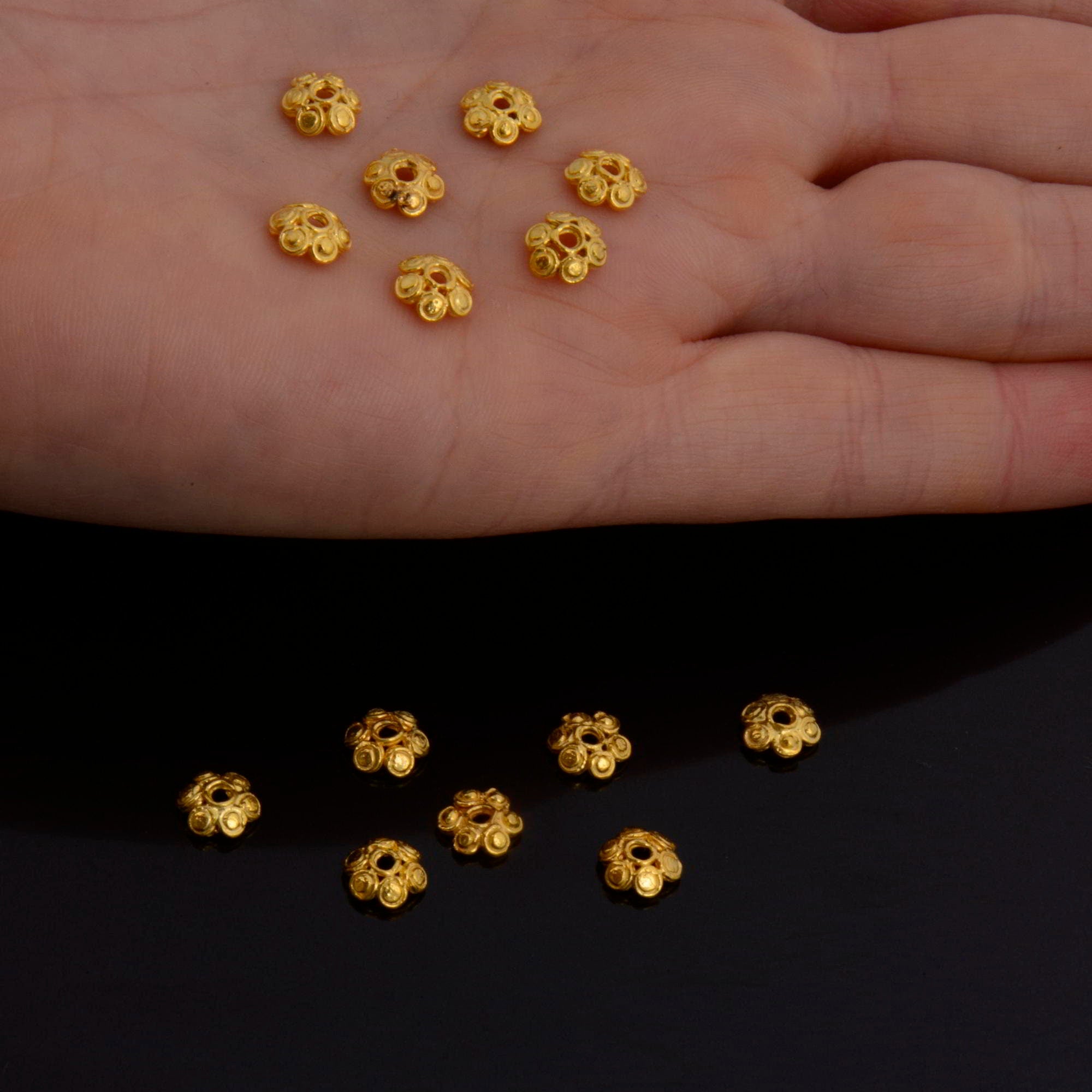 24K Gold Vermeil & 924 Silver Bead Caps, Handmade Silver Bead Caps in Gold, Silver Bead Caps, Spacer Bead Caps, Jewelry Supplies, M/VM143