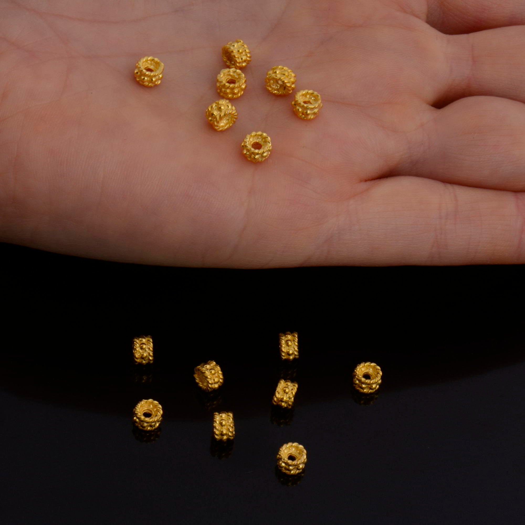 24K Gold Vermeil & 925 Silver Separators, Handmade Silver Beads in 24K Gold, Solid Silver Beads, Spacer Beads, Jewelry Supply, M/VM144