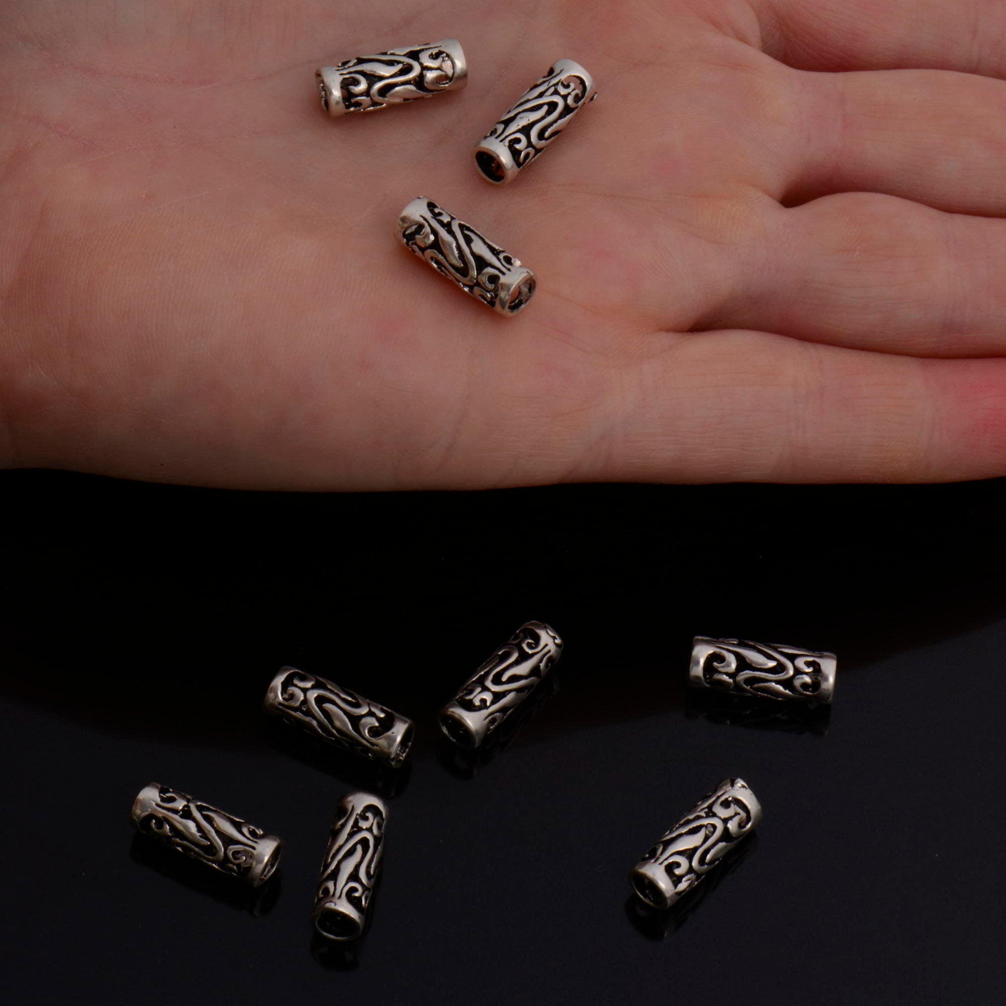 925 Sterling Silver Open Work Tube Beads, Antique Silver Tube Beads, Silver Spacer Beads, Jewelry Making, S57