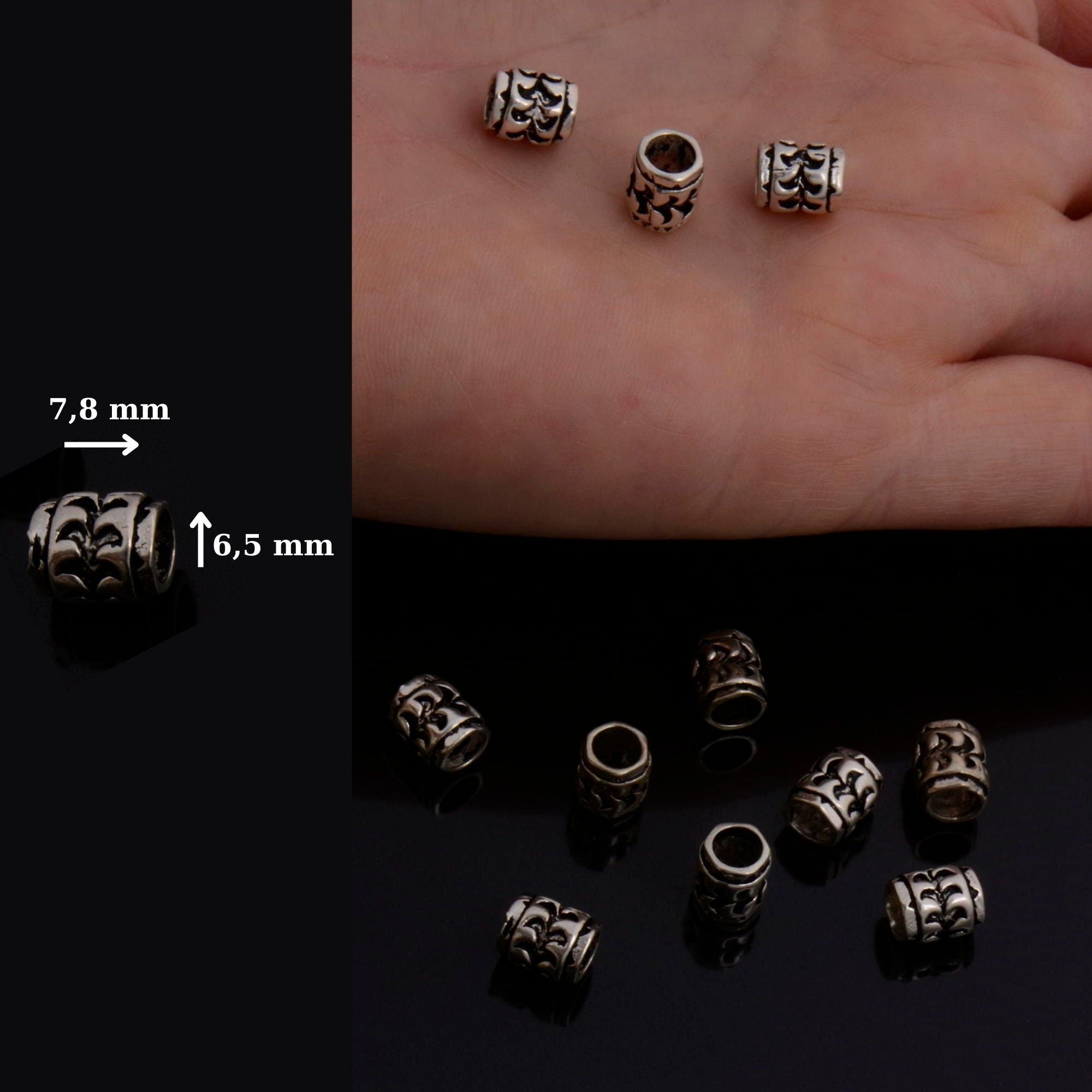 925 Sterling Silver Large hole Tube Beads, Antique Silver Tube Beads, Silver Spacer Beads, Large Hole Tube Beads For Jewelry Making, S58