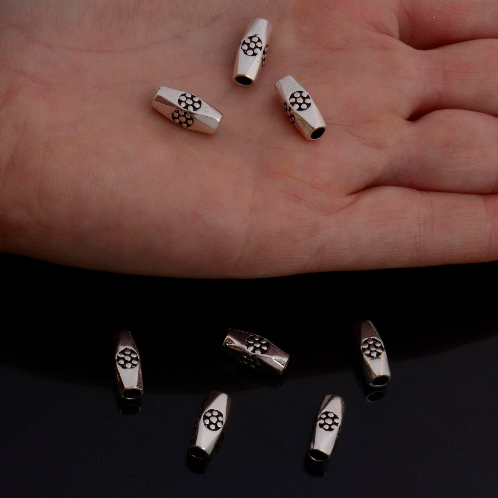 925 Sterling Silver Large Hole Tube Beads, Antique Silver Tube Beads, Silver Spacer Beads, Large Hole Tube Beads For Jewelry Making, S59