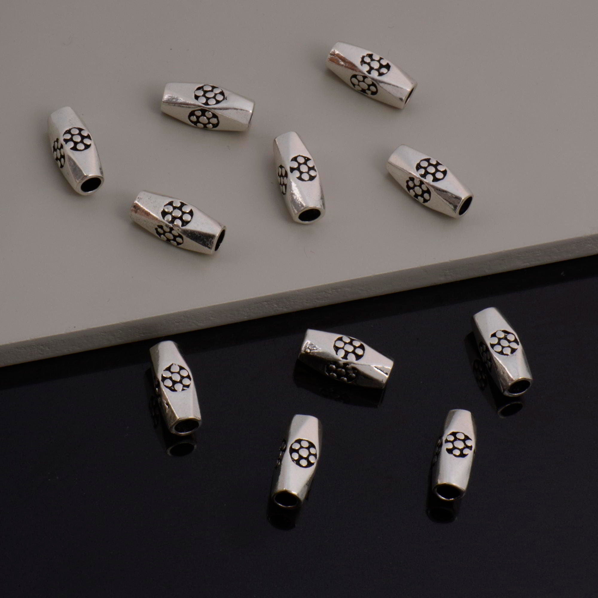 925 Sterling Silver Large Hole Tube Beads, Antique Silver Tube Beads, Silver Spacer Beads, Large Hole Tube Beads For Jewelry Making, S59