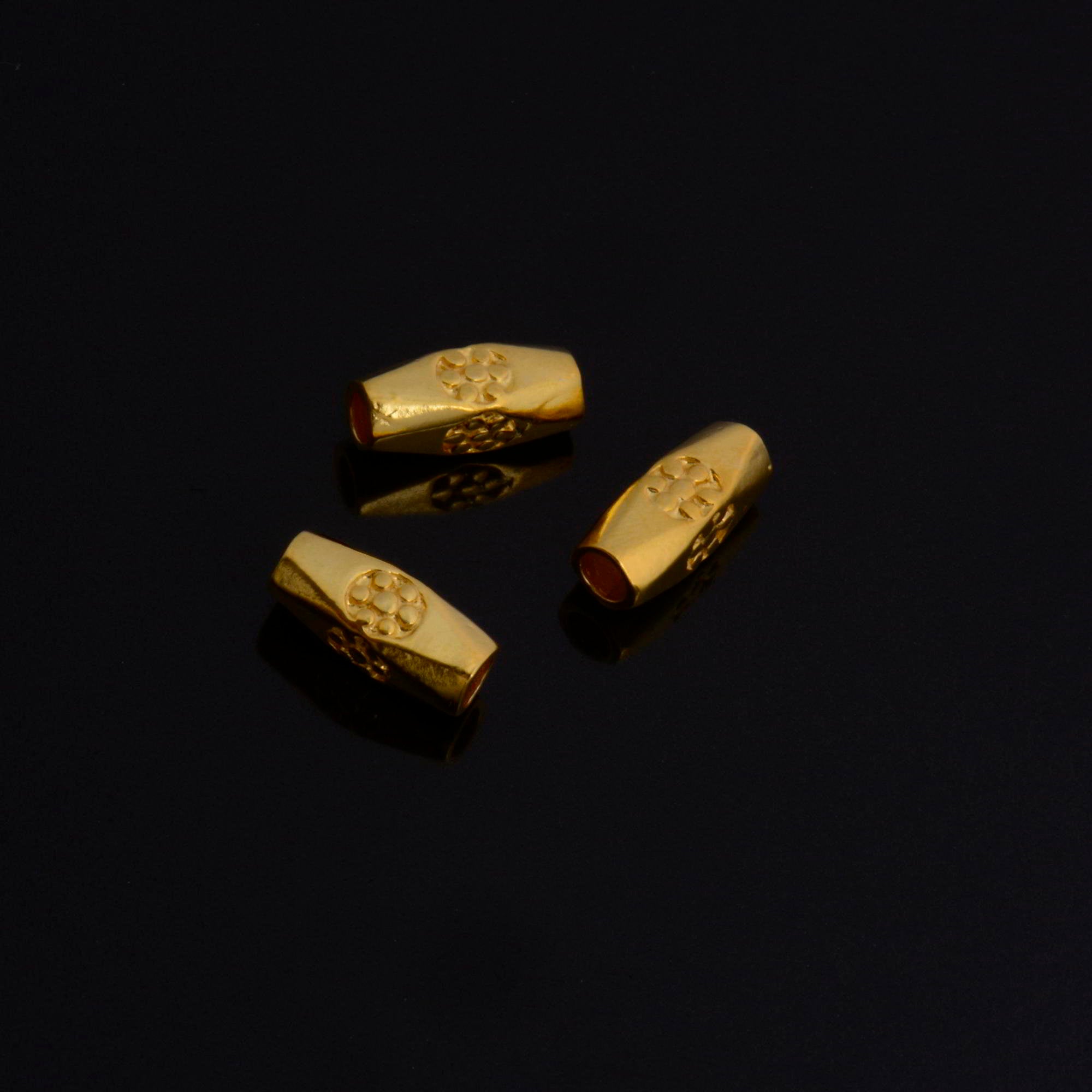 24K Gold Vermeil Large Hole Tube Beads, Tube Beads in 24K Gold, 925 Silver Large Hole Tube Beads, Silver Tube Beads For Jewelry Making, S59V