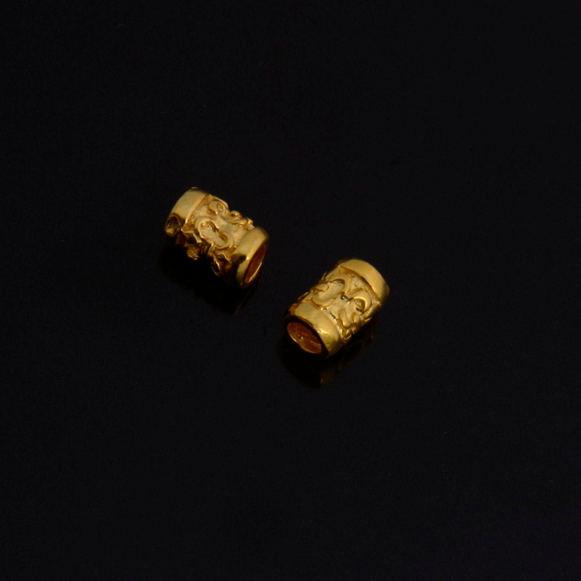 24K Gold Vermeil & 925 Silver Large Hole Tube Beads, Tube Beads in 24K Gold, Large Hole Tube Beads, jewelry findings, S60V-S60