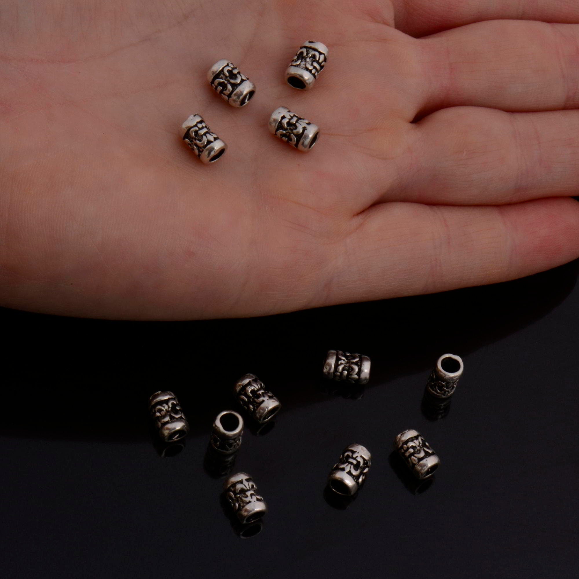 925 Sterling Silver Large hole Tube Beads, Antique Silver Tube Beads, Silver Spacer Beads, Large Hole Tube Beads For Jewelry Making, S60