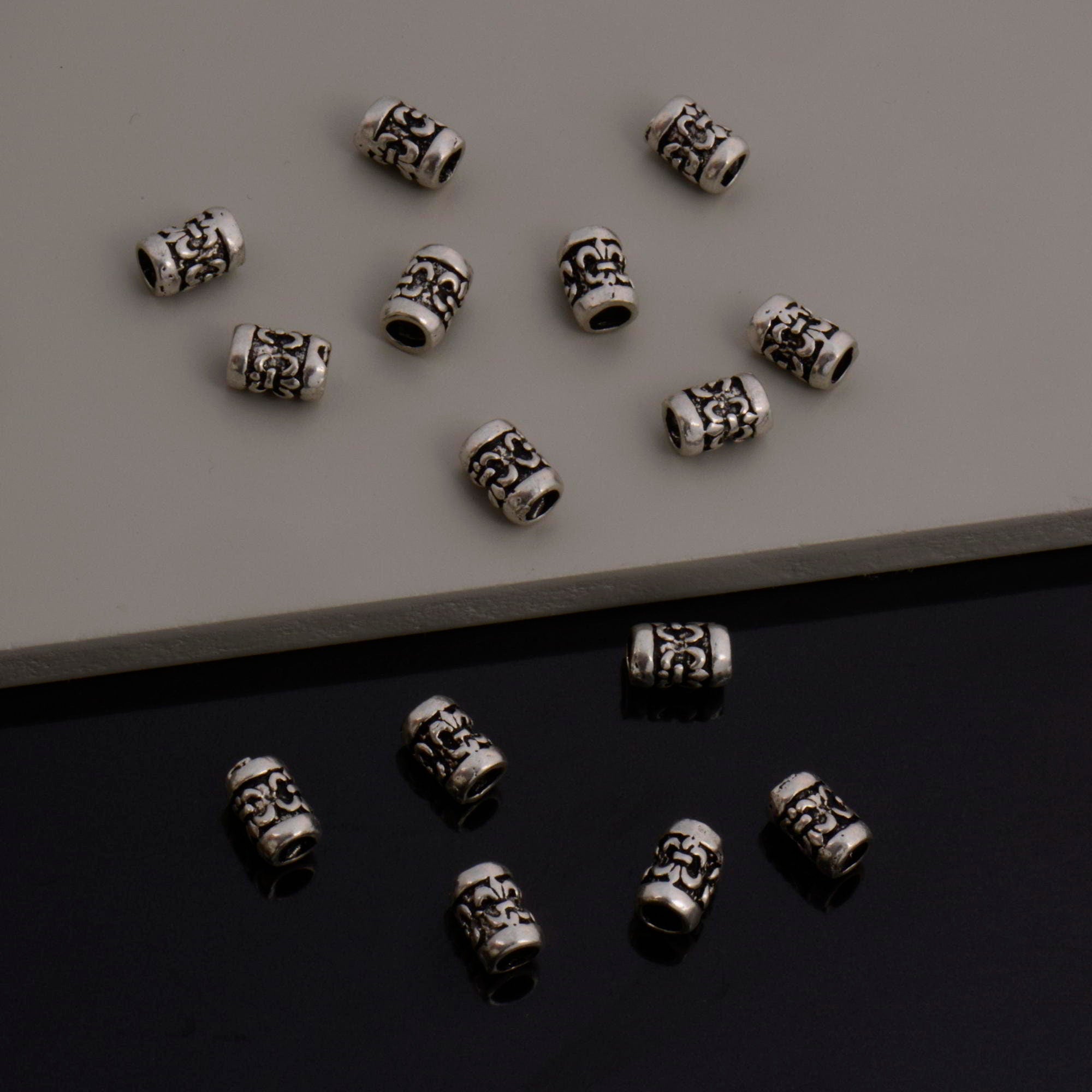 925 Sterling Silver Large hole Tube Beads, Antique Silver Tube Beads, Silver Spacer Beads, Large Hole Tube Beads For Jewelry Making, S60