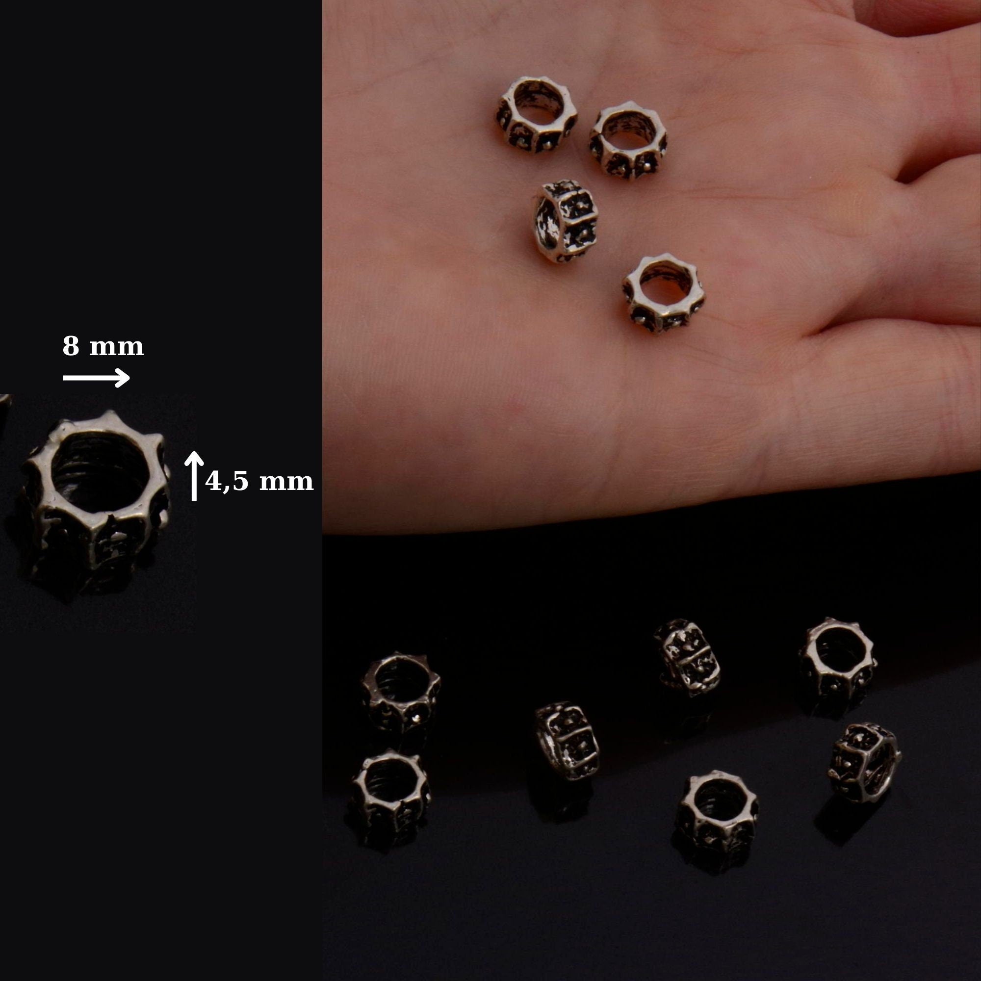 925 Sterling Silver Large Hole Bead Rings, Silver Hole Beads Rings, Solid Silver Rings, Jewelry Making Findings, S61
