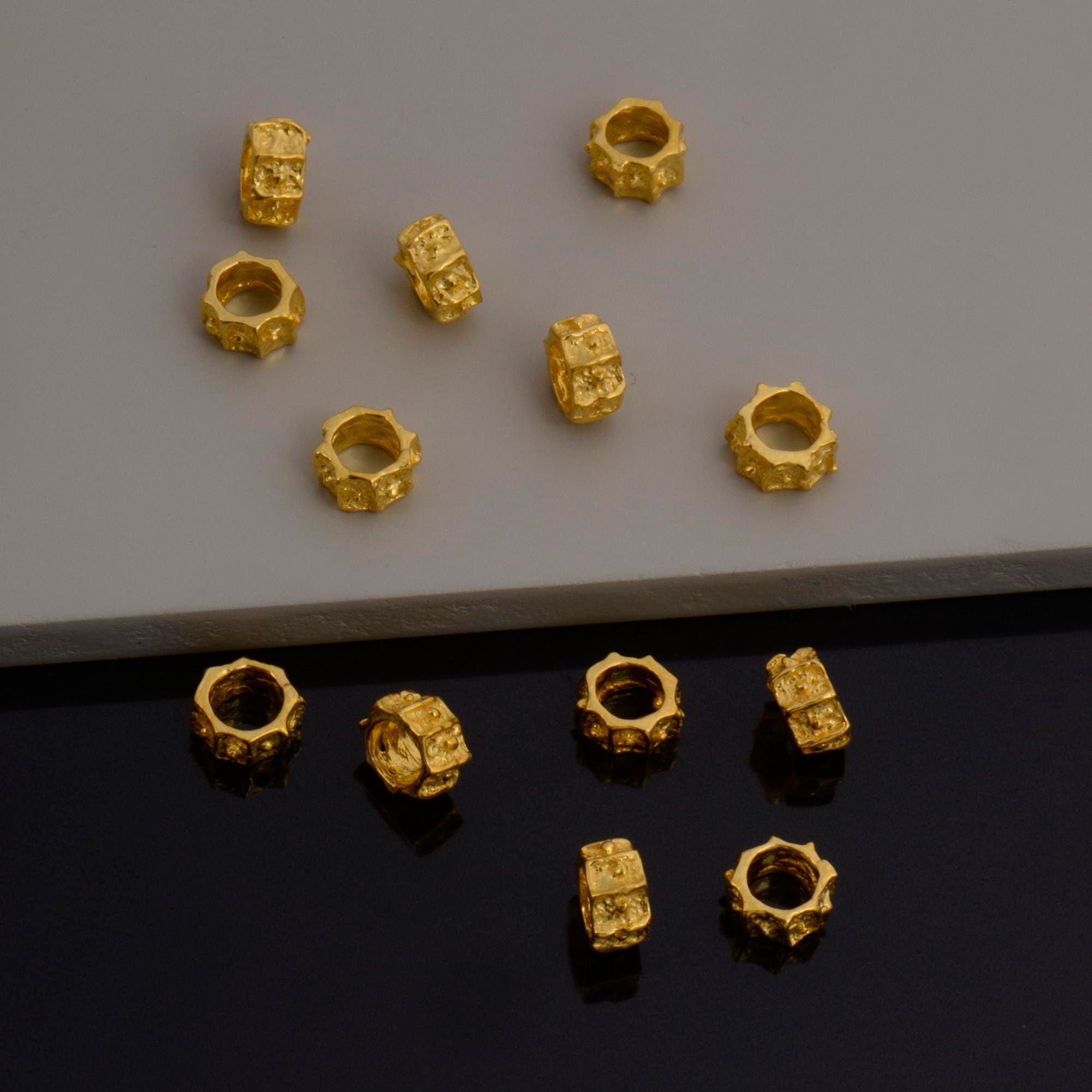 24K Gold Vermeil & 925 Silver Large Hole Bead Rings, Hole Beads Rings, 24K Gold Plated Bead Rings, Jewelry Making Findings, S61 / S61V