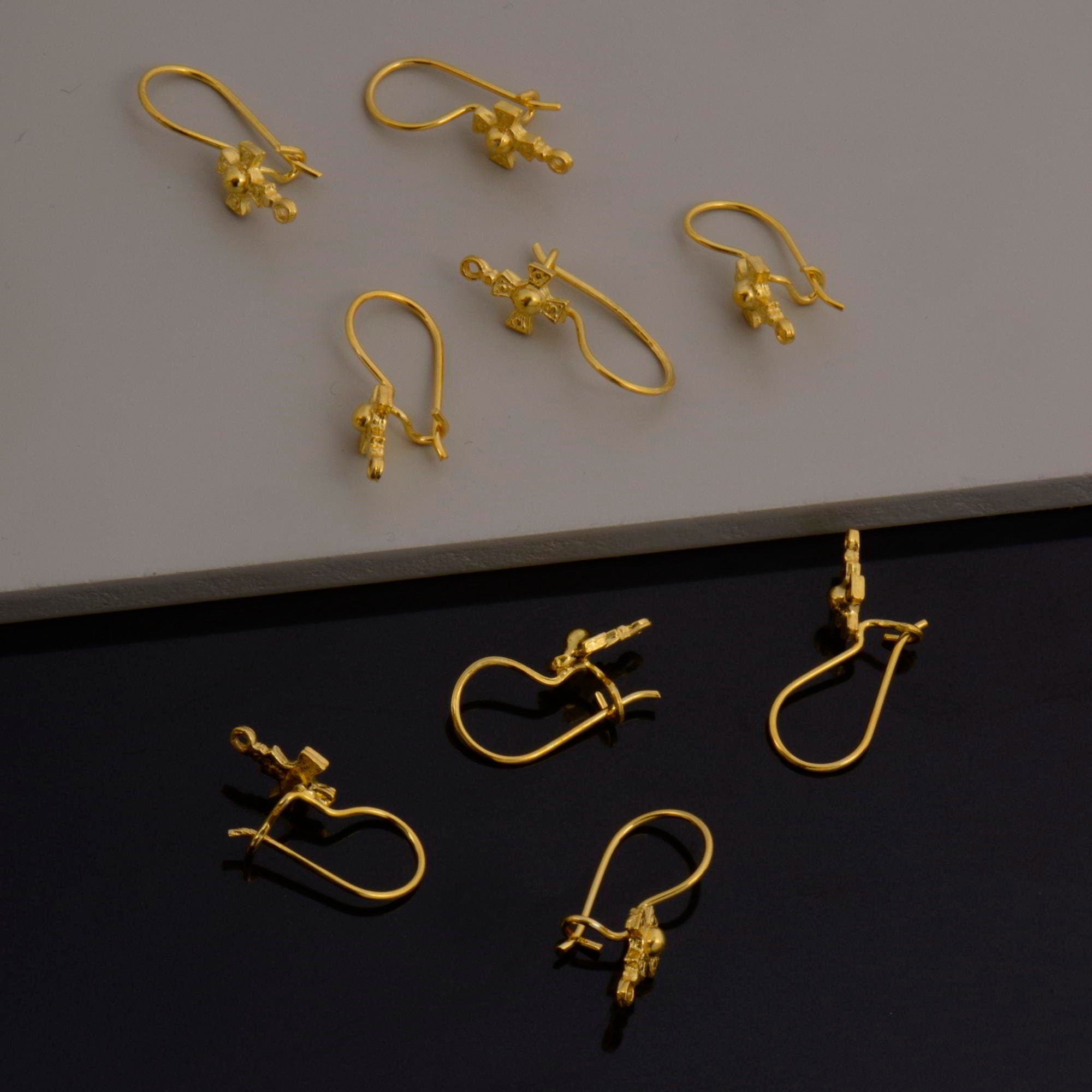 24K Gold Vermeil Cross Ear Wires, 24K Gold Plated Earring Hooks, 925 Silver Cross Ear Wires, Earrings Making Supply, Jewelry Findings, S63V