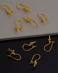 24K Gold Vermeil Cross Ear Wires, 24K Gold Plated Earring Hooks, 925 Silver Cross Ear Wires, Earrings Making Supply, Jewelry Findings, S63V