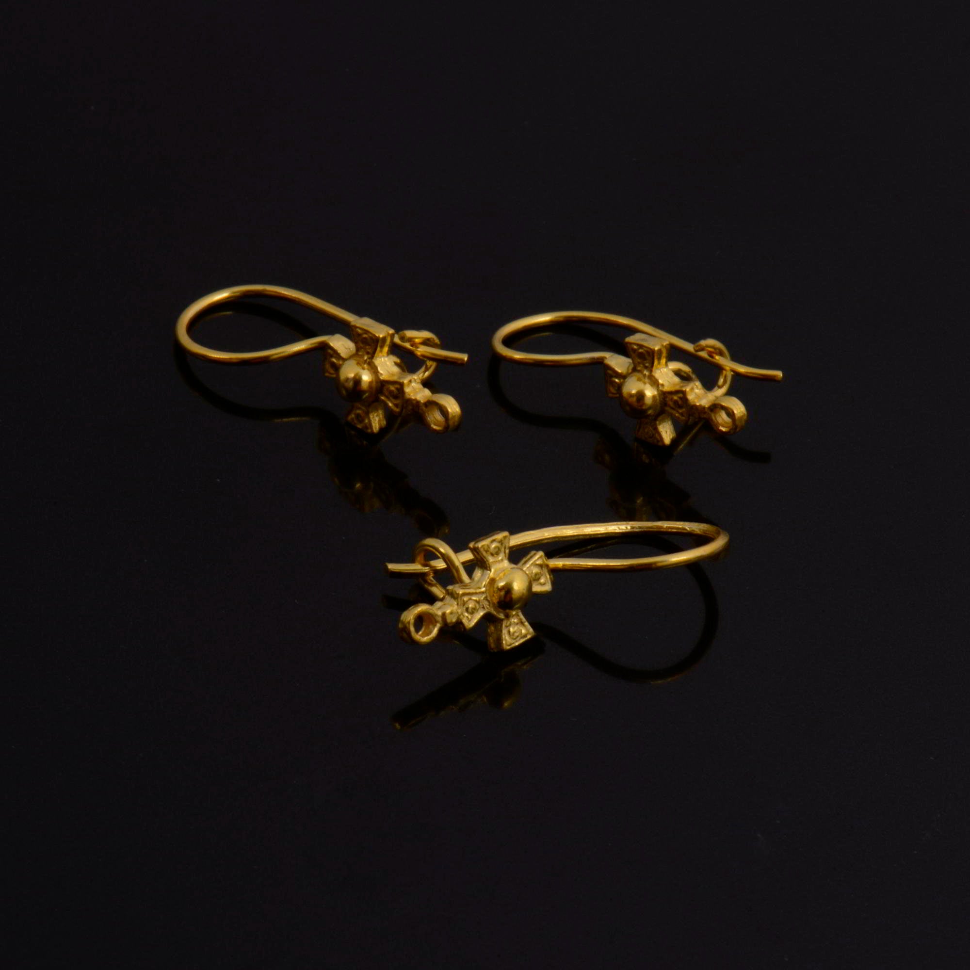 24K Gold Vermeil Cross Ear Wires, 24K Gold Plated Earring Hooks, 925 Silver Cross Ear Wires, Earrings Making Supply, Jewelry Findings, S63V