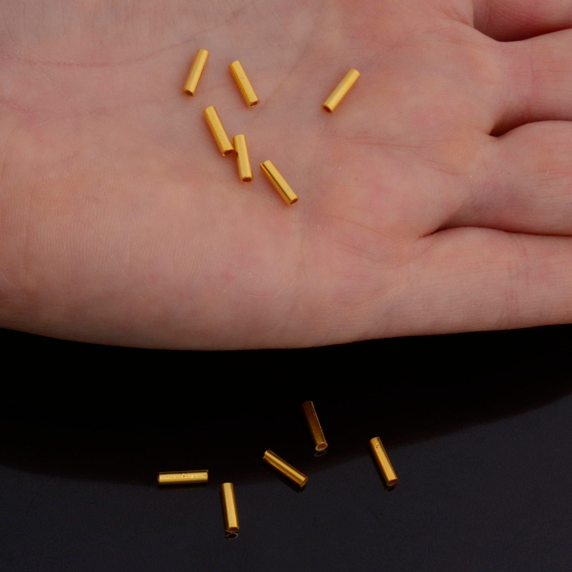24K Gold Vermeil Hole Tube Beads, Tube Beads in 24K Gold, 925 Silver Hole Tube Beads, Silver Tube Beads For Jewelry Making, S66V