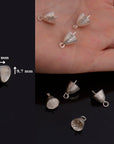 925 Sterling Silver Peg Bail Hand Made Bead Caps for Half Drilled Beads, Sterling Silver Bead Caps, Jewelry Supply, S67