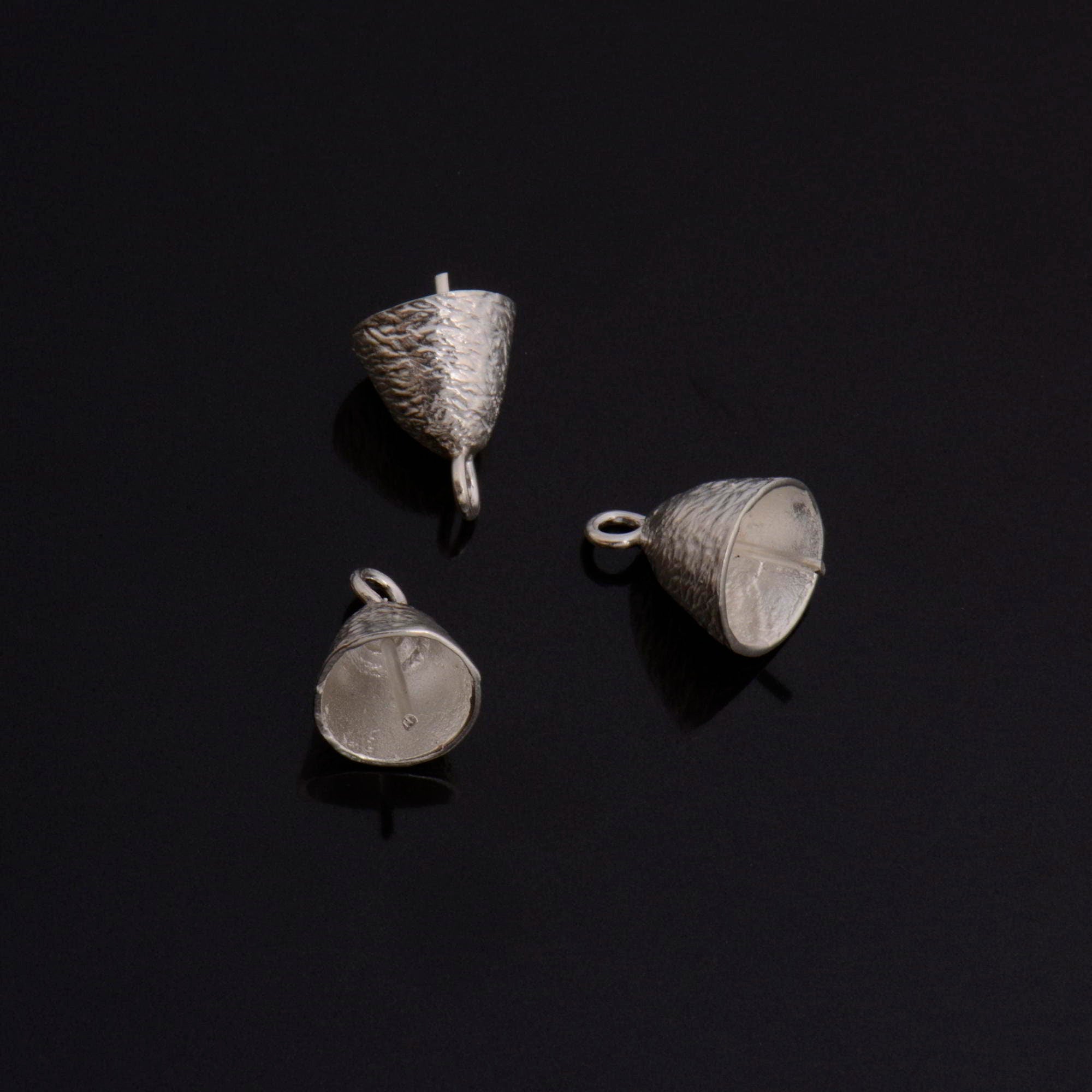 925 Sterling Silver Peg Bail Hand Made Bead Caps for Half Drilled Beads, Sterling Silver Bead Caps, Jewelry Supply, S67