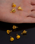 24K Gold Vermeil Peg Bail Hand Made Bead Caps for Half Drilled Beads, 925 Silver Bead Caps in 24K Gold, Jewelry Supplies, S67V