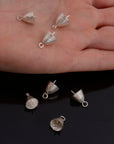 24K Gold Vermeil & 925 Silver Peg Bail Handmade Bead Caps for Half Drilled Beads, Silver Bead Caps in Gold, Jewelry Supplies, S67/S67V