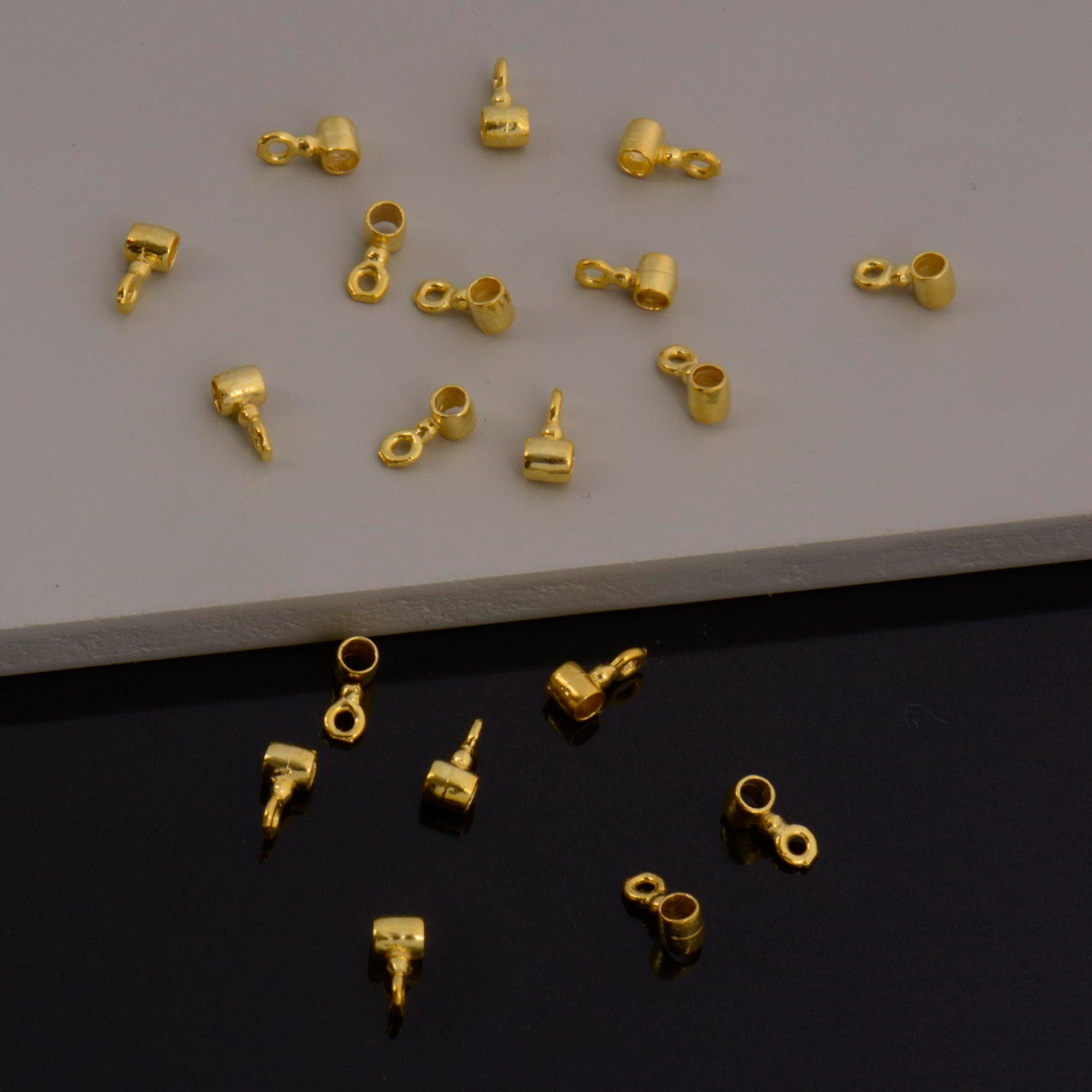 24K Gold Vermeil Tube bead Bail, 925 Silver Tube Charm Hanger, Ag 925 Slide Bead Bail with Closed Ring For Jewelry Making, VM140