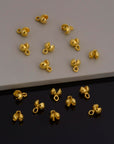 24K Gold End Knot Cover, Gold Plated 925 Large Crimp Cover, Gold on Ag 925 End Clamshell knot cover For Jewelry Making, VM141