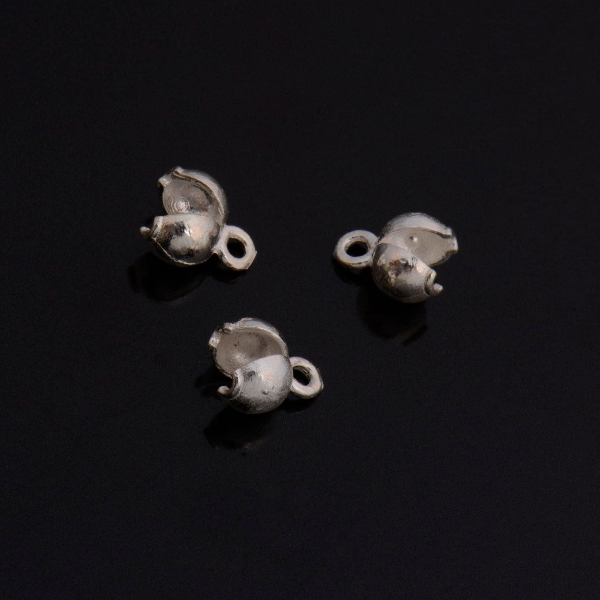 925 Sterling Silver End Knot Cover, Silver Large Crimp Cover, Ag 925 End Clamshell knot Cover For Jewelry Making, M145