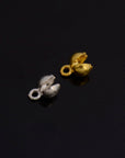 24K Gold Vermeil and 925 Silver End Knot Cover, Plated Large Crimp Cover, Gold on Ag End Clamshell knot cover For Jewelry Making, M145/VM145