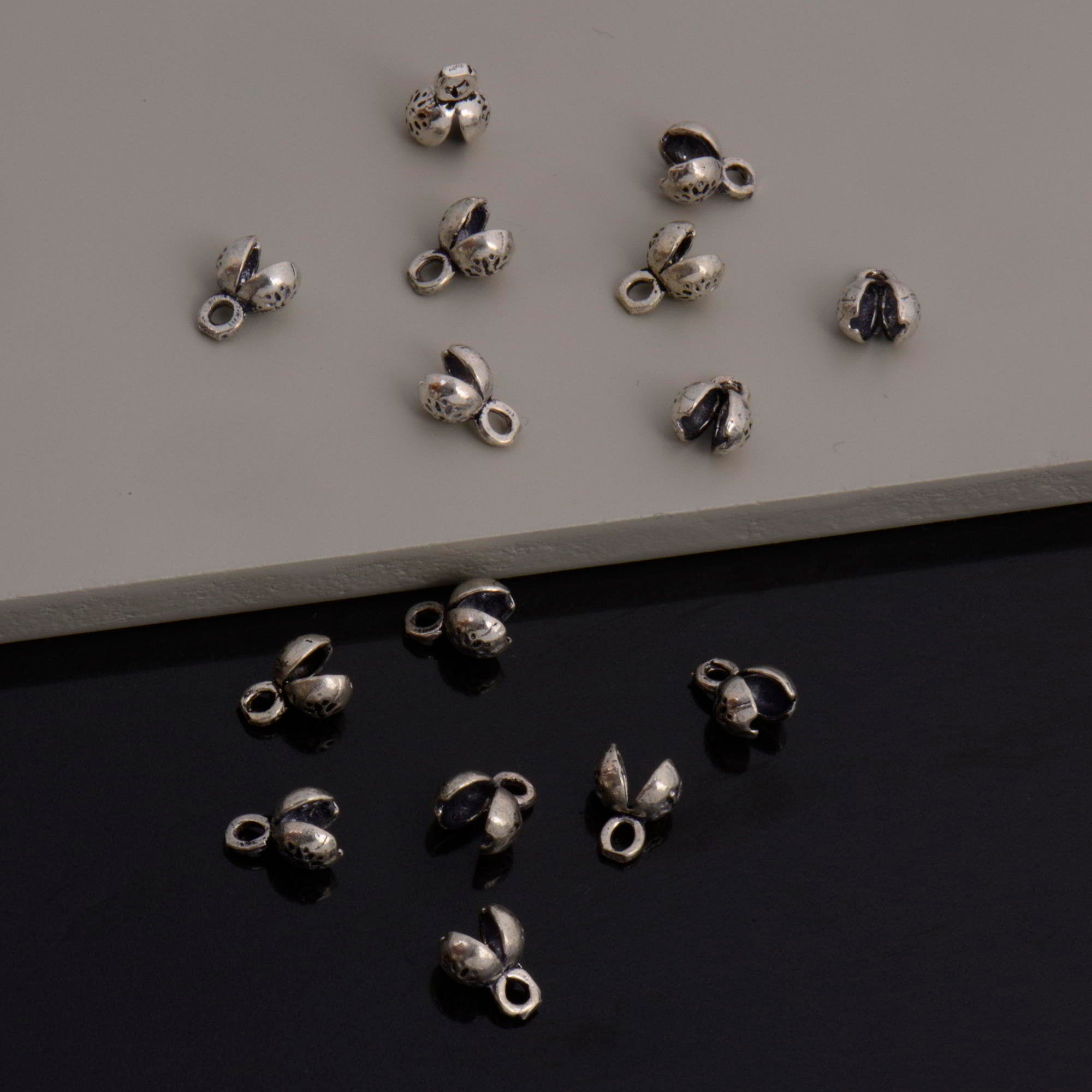 925 Sterling Silver End Knot Cover, Silver Large Crimp Cover, Ag925 End Clamshell knot Cover For Jewelry Making, M146