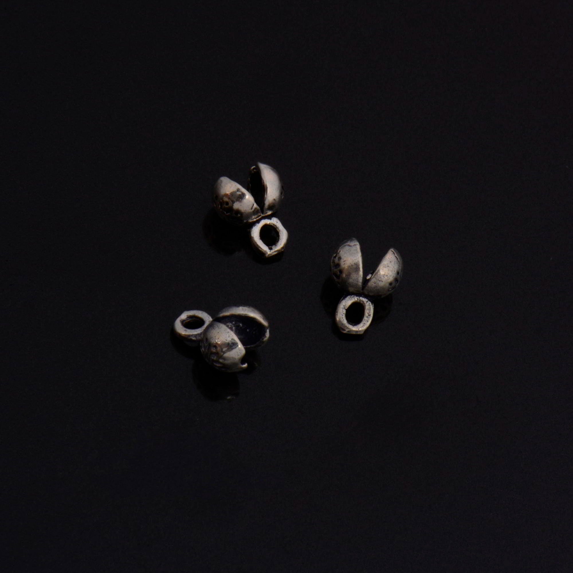 925 Sterling Silver End Knot Cover, Silver Large Crimp Cover, Ag925 End Clamshell knot Cover For Jewelry Making, M146