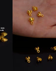 24K Gold End Knot Cover, Gold Plated Large Crimp Cover, Gold on Ag 925 End Clamshell knot cover For Jewelry Making, VM146