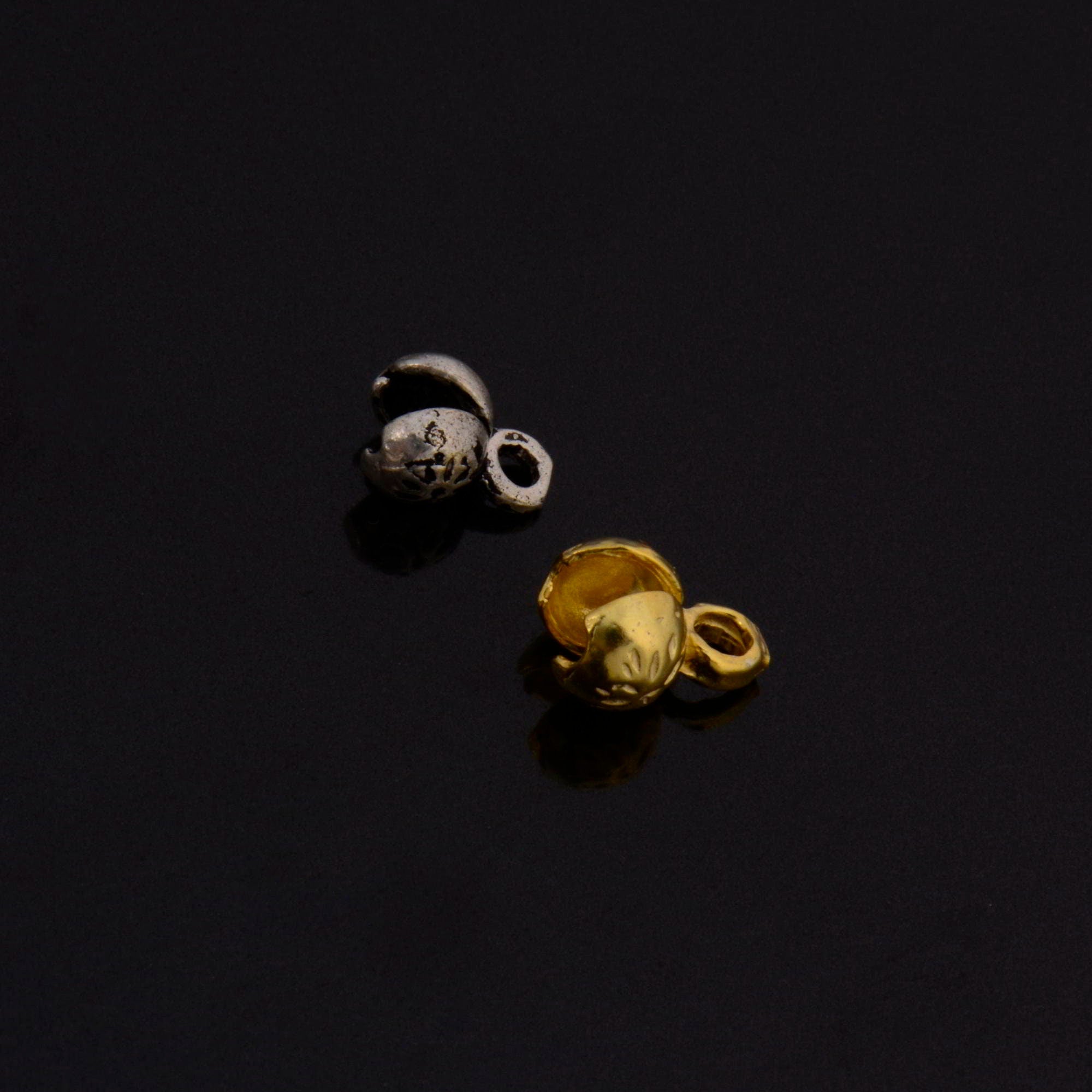 24K Gold and 925 Silver End Knot Cover, Plated Large Crimp Cover, Gold on Ag 925 End Clamshell knot cover For Jewelry Making, M146/VM146