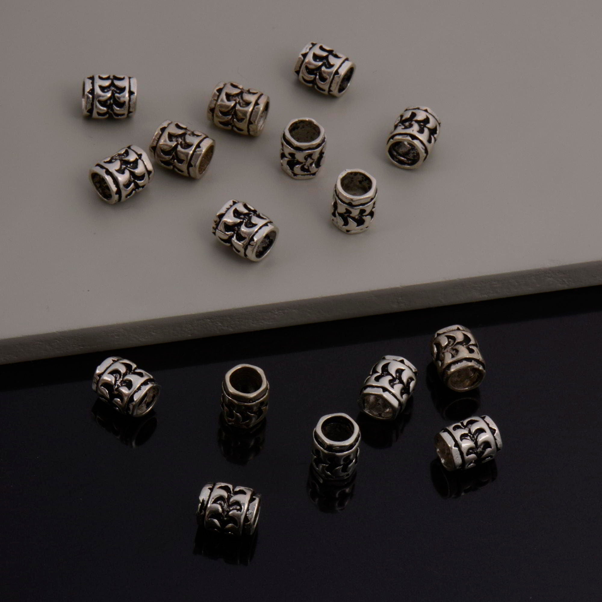 925 Sterling Silver Large hole Tube Beads, Antique Silver Tube Beads, Silver Spacer Beads, Large Hole Tube Beads For Jewelry Making, S58