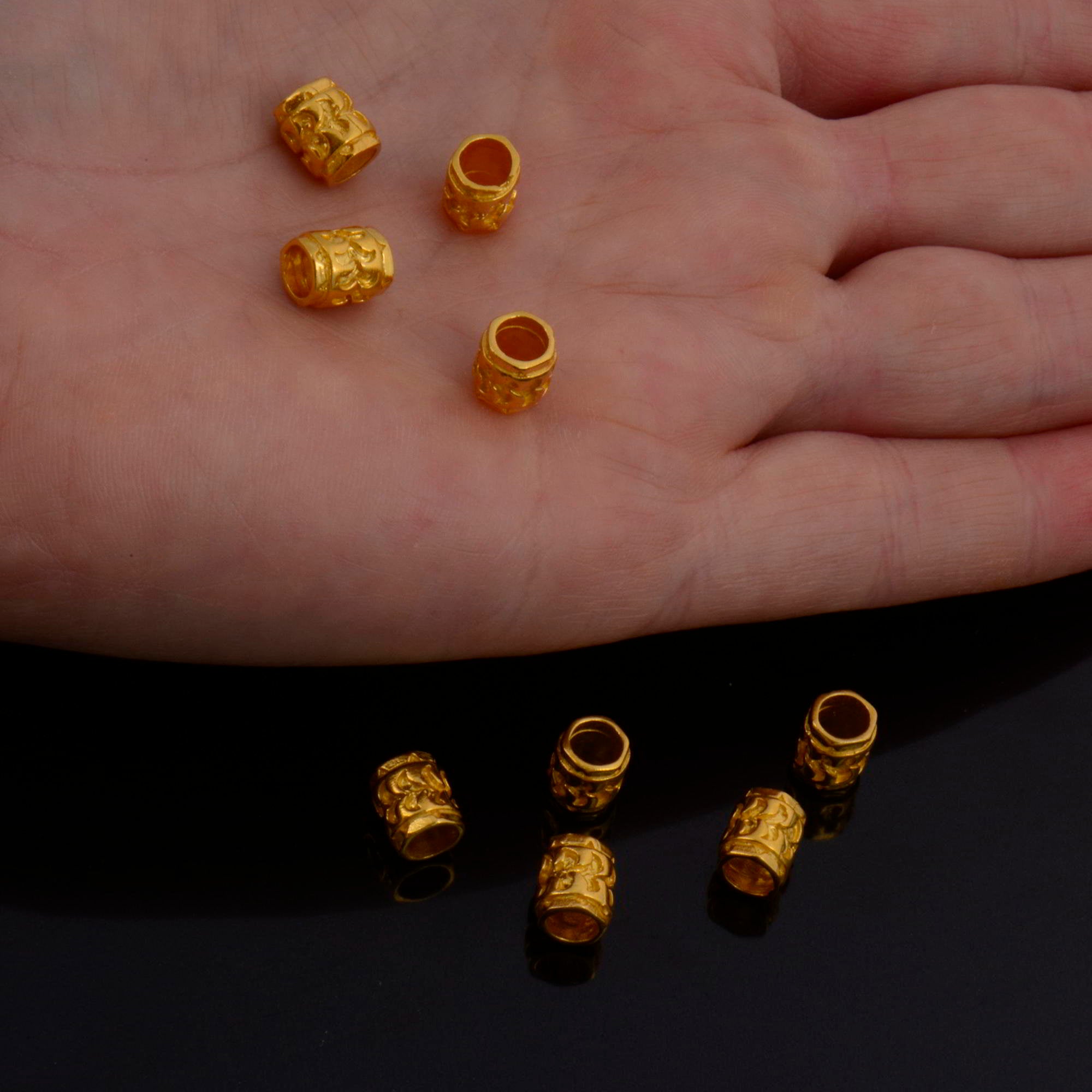 24K Gold Vermeil Large Hole Tube Beads, Tube Beads in 24K Gold, 925 Silver Large Hole Tube Beads, Silver Tube Beads For Jewelry Making, S58V